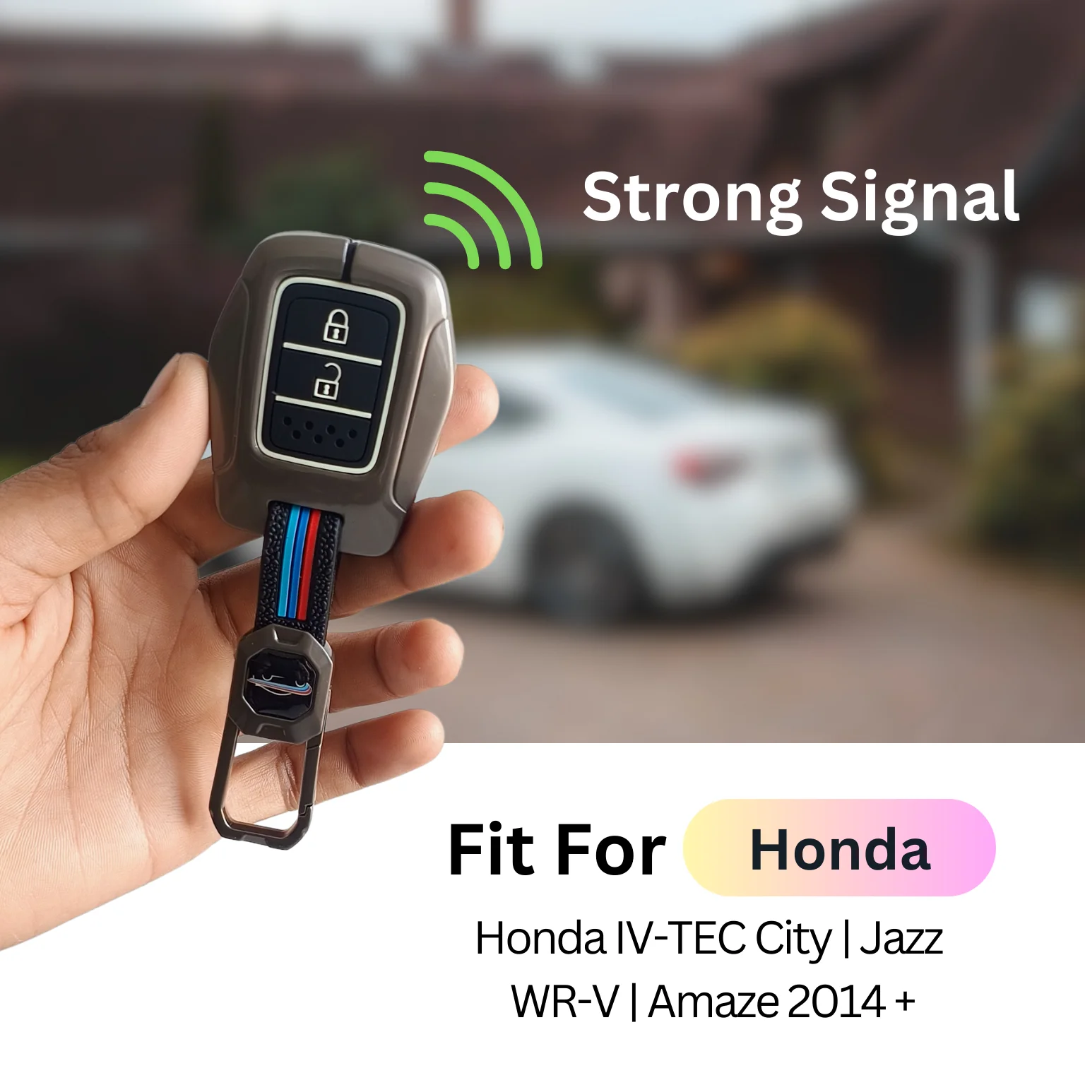 Metal Silicon Car Key Cover Compatible with Honda IV-TEC City, Jazz, WR-V, Amaze 2014 + | 2 Button - Image 4