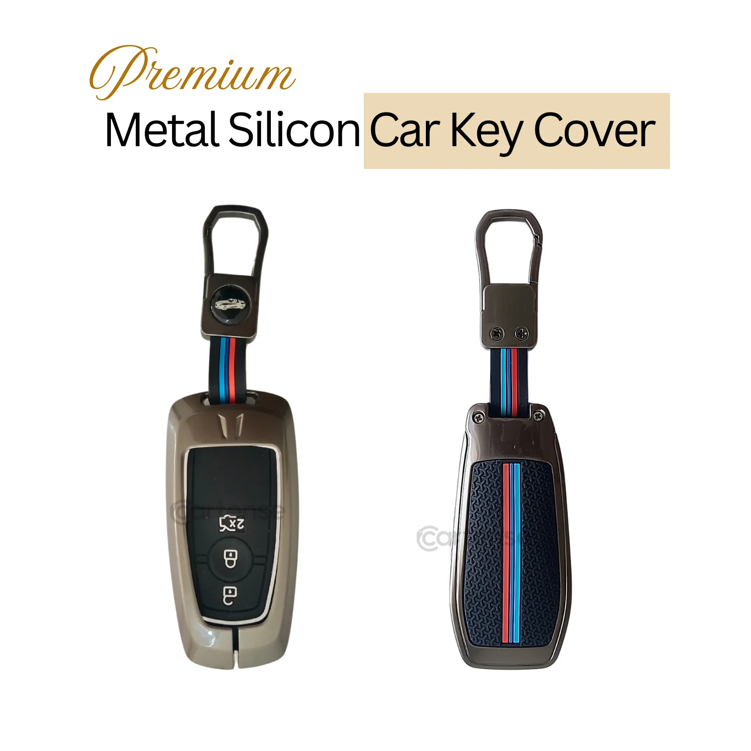 Metal Silicon Key Cover Compatible With Figo, Aspire, Ecosport, Endeavour | 3 button Smart Key - Image 4