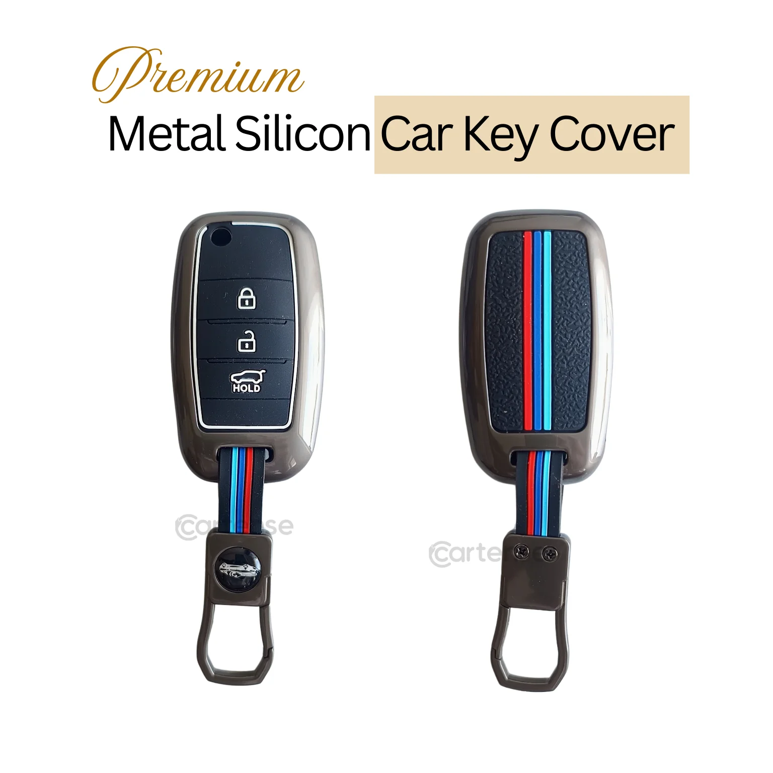 Metal Silicon Car Key Cover Compatible With Seltos, Sonet, Carens | Flip Key - Image 3