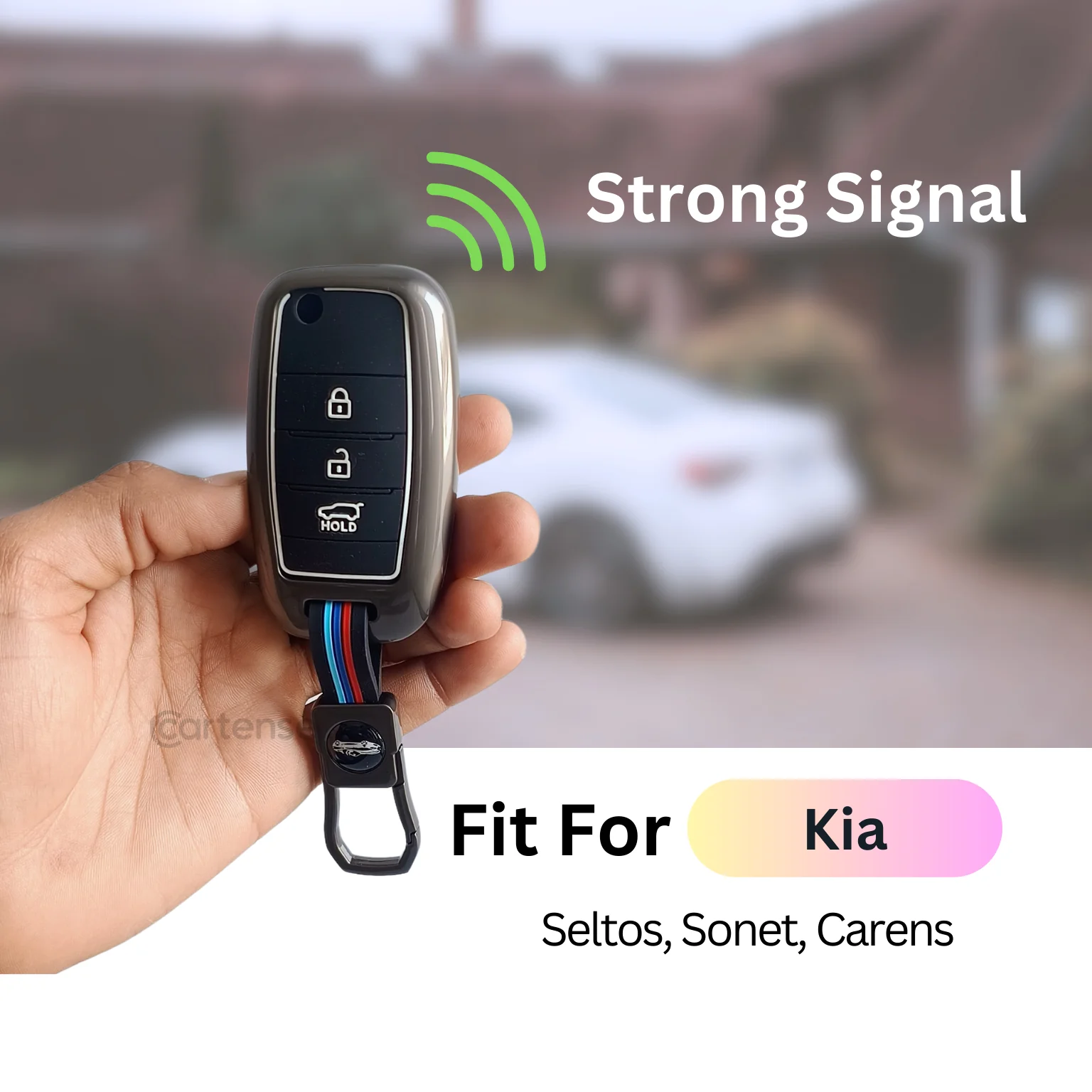 Metal Silicon Car Key Cover Compatible With Seltos, Sonet, Carens | Flip Key - Image 4