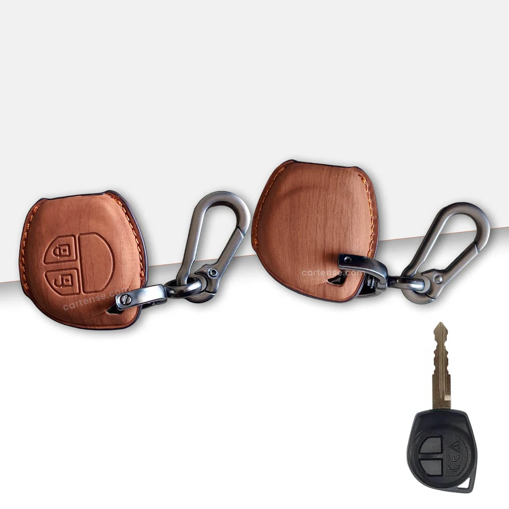 Leather Key Cover for Suzuki Swift, Dzire, Ertiga, Baleno, Celerio, WagonR, Ritz, Brezza, Scross, Alto, Fronx, XL6, Ciaz, Grand Vitara, Jimny, Alto K10, S Presso, Ignis | 2 Button Key - Image 3