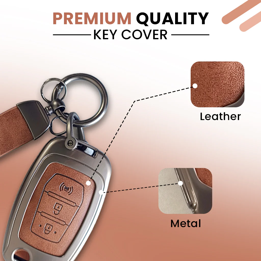 Mahindra Alturas G4, XUV 300 Key Cover | Metal Leather | 3 Button Flip Key - Image 4