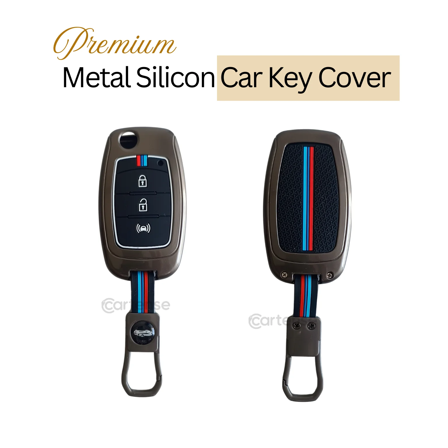 Mahindra Alturas G4, XUV 300 Key Cover | Metal Silicon | 3 Button Flip Key - Image 3