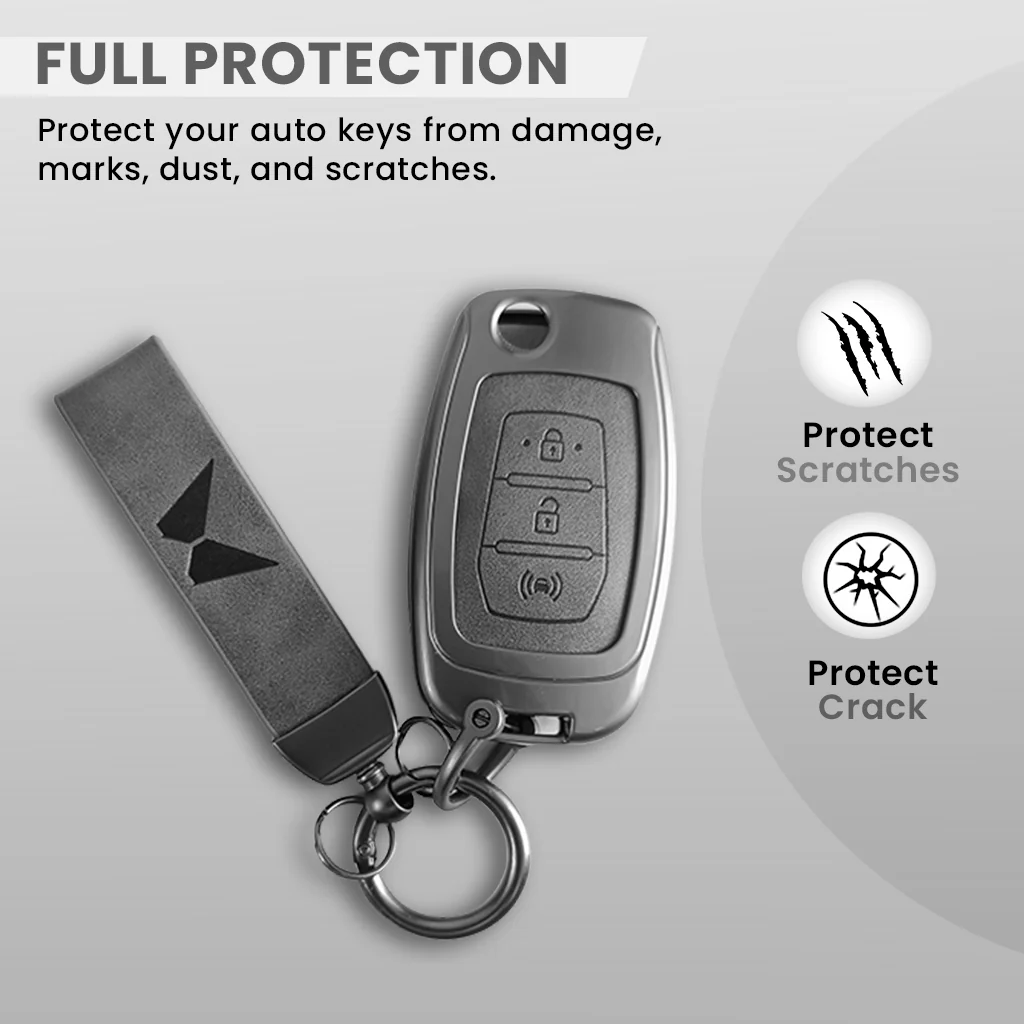 Mahindra Alturas G4, XUV 300 Key Cover | Metal Leather | 3 Button Flip Key - Image 2