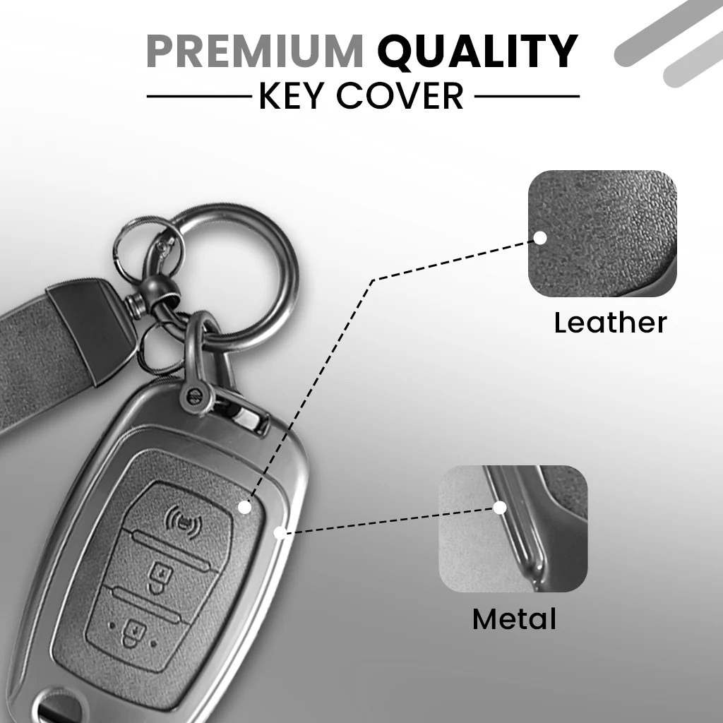 Mahindra Alturas G4, XUV 300 Key Cover | Metal Leather | 3 Button Flip Key - Image 4