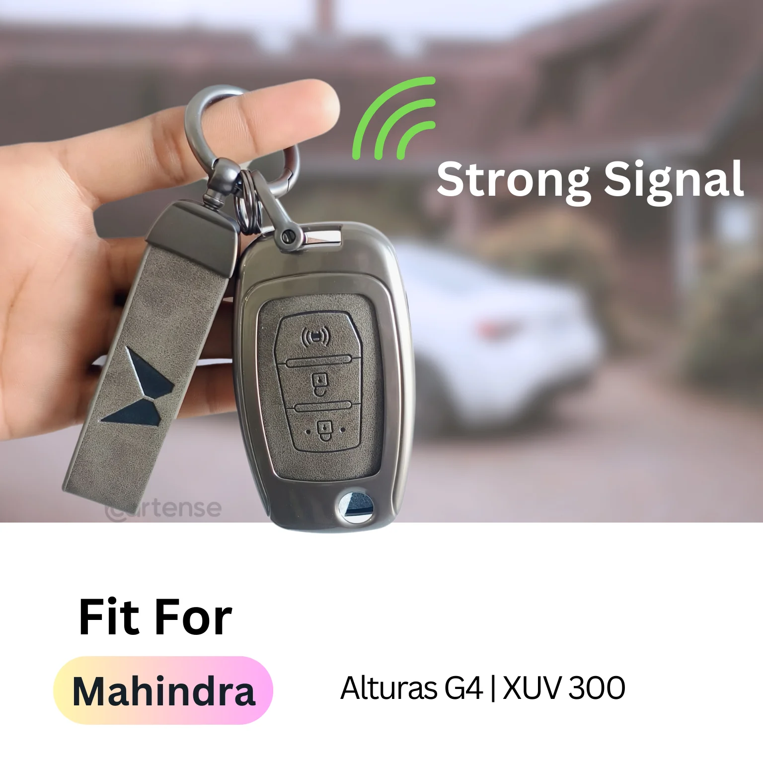 Mahindra Alturas G4, XUV 300 Key Cover | Metal Leather | 3 Button Flip Key - Image 5
