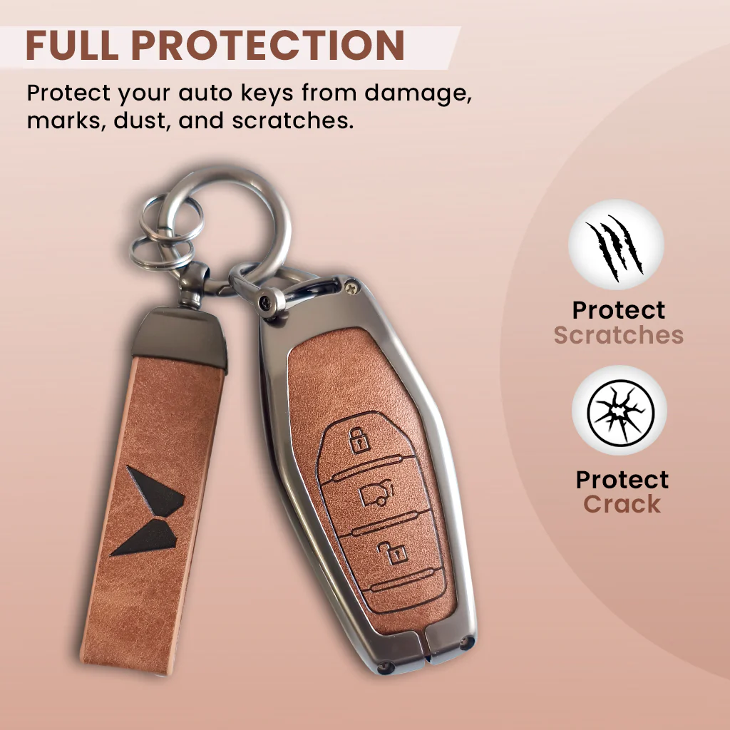 Mahindra XUV 500 Key Cover | Metal Leather | 3 Button Smart Key - Image 2