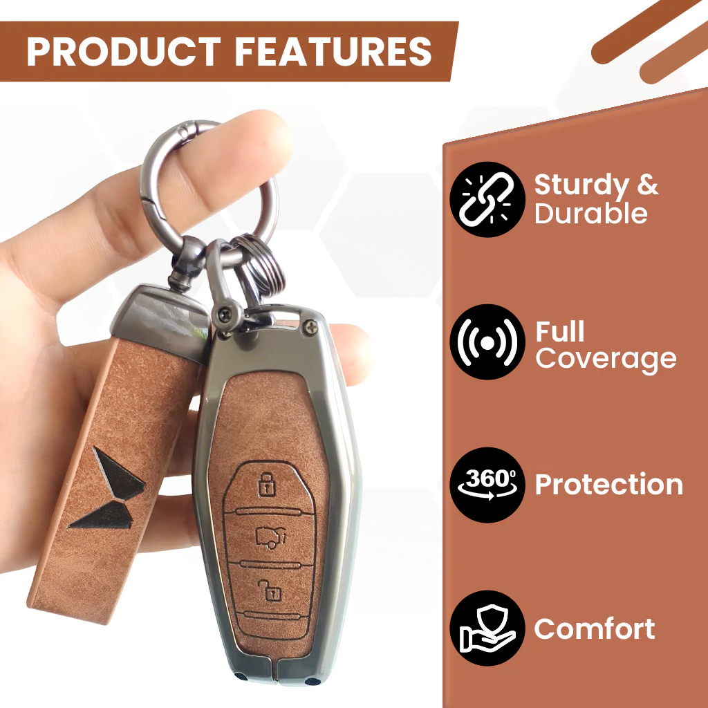 Mahindra XUV 500 Key Cover | Metal Leather | 3 Button Smart Key - Image 4
