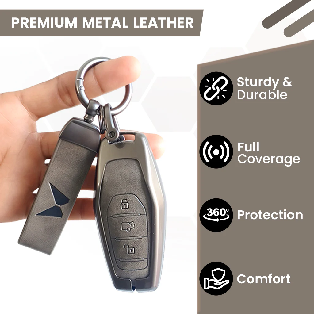 Mahindra XUV 500 Key Cover | Metal Leather | 3 Button Smart Key - Image 3