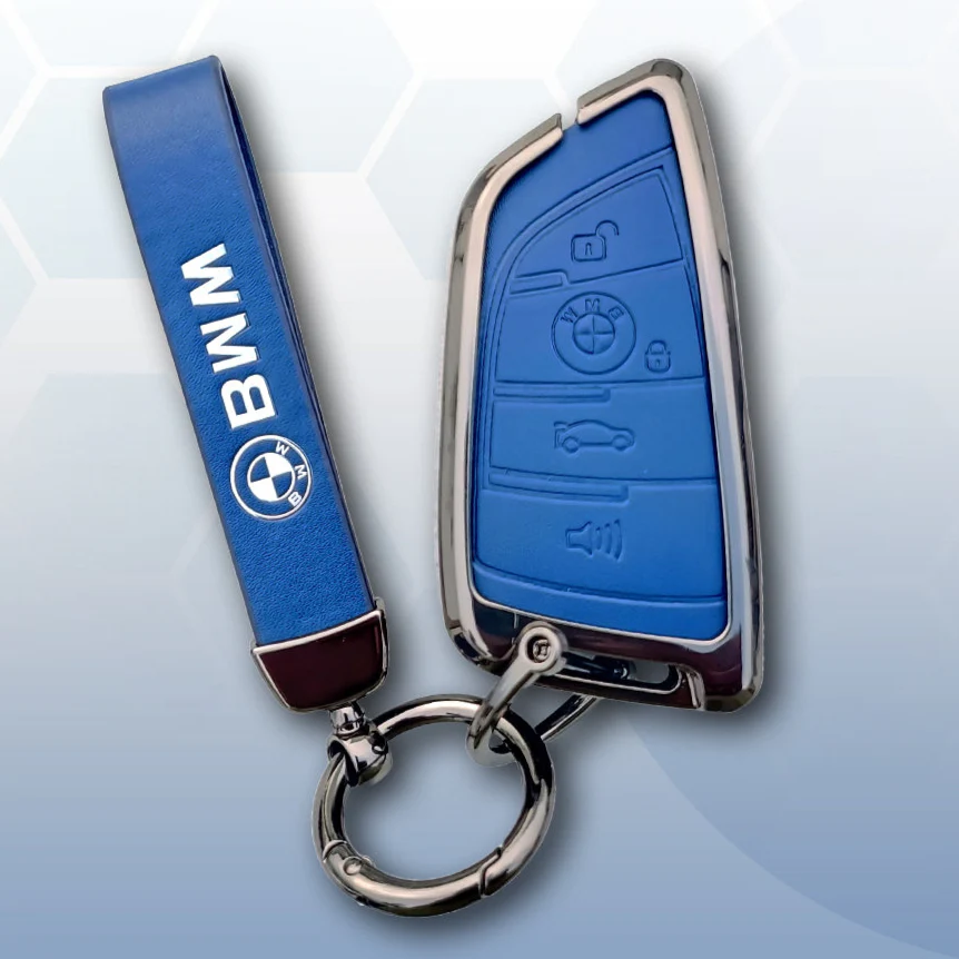 METAL LEATHER KEY COVER FOR BMW GT – SERIES | X SERIES | 5 SERIES | M – SERIES | 3 SERIES |7 SERIES OF 4 BUTTON CAR KEY COVER