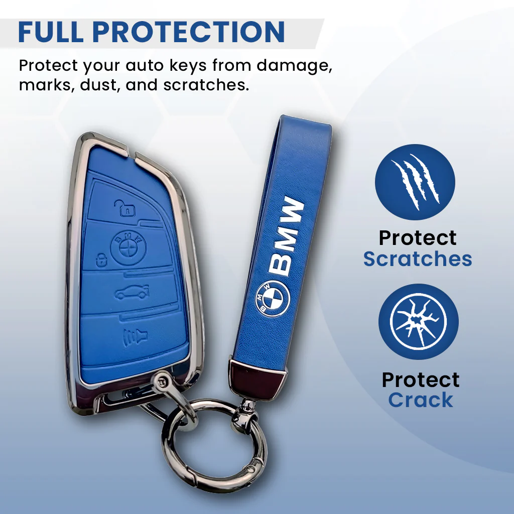 METAL LEATHER KEY COVER FOR BMW GT – SERIES | X SERIES | 5 SERIES | M – SERIES | 3 SERIES |7 SERIES OF 4 BUTTON CAR KEY COVER - Image 3