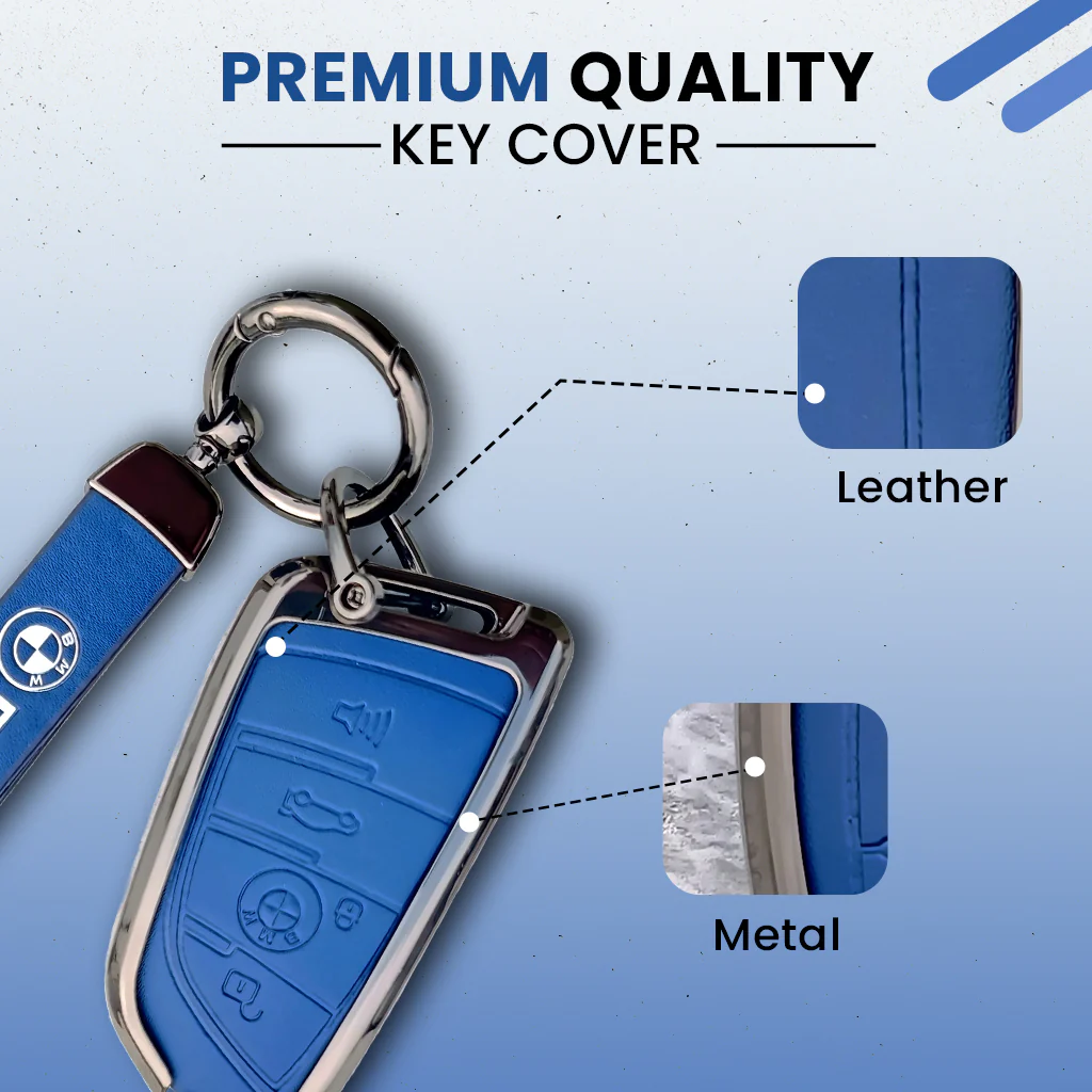 METAL LEATHER KEY COVER FOR BMW GT – SERIES | X SERIES | 5 SERIES | M – SERIES | 3 SERIES |7 SERIES OF 4 BUTTON CAR KEY COVER - Image 4