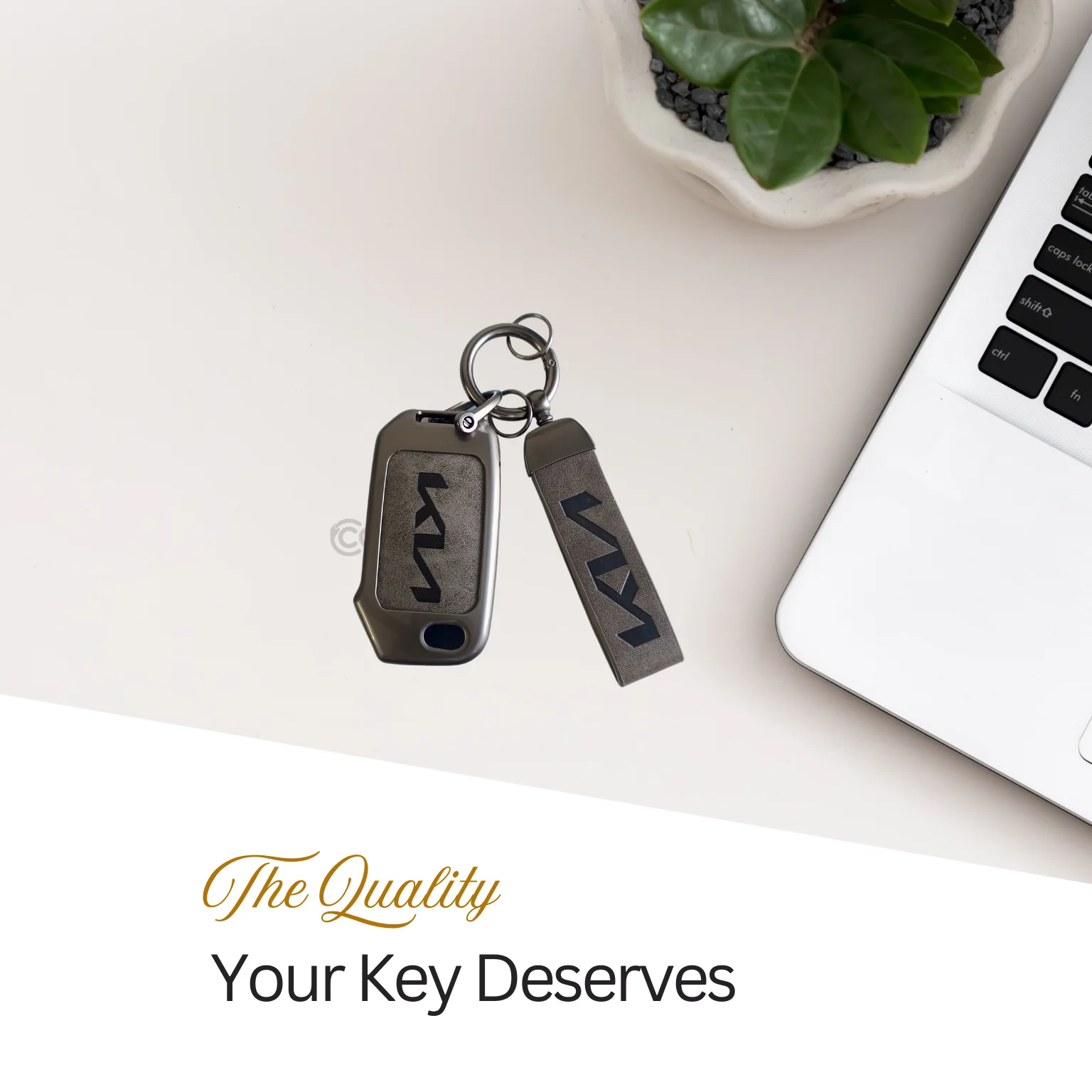 Metal Leather Car Key Cover Compatible With Kia Kia Seltos HTE,  Sonet HTE,  Carens Premium, Prestige | 3 Button Flip Key - Image 4