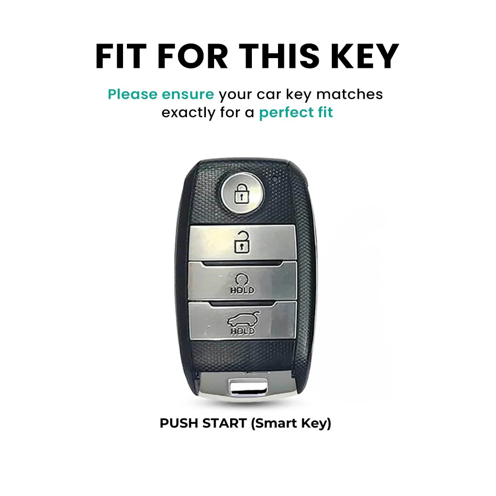 Metal Leather Car Key Cover Compatible With Kia Seltos, Sonet, Carens | Push Start Key - Image 2