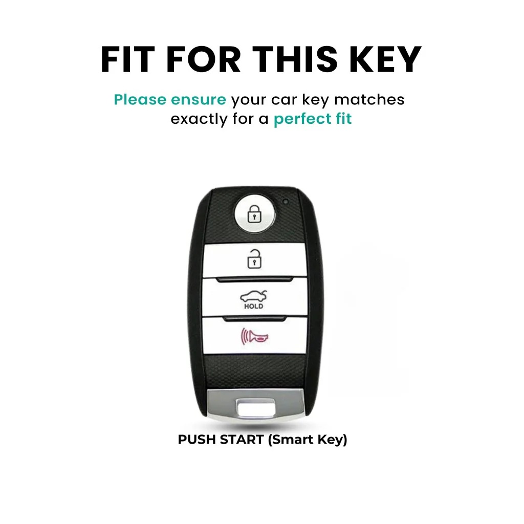 Metal Leather Car Key Cover Compatible With Kia Seltos, Sonet, Carens | Push Start Only Key - Image 2