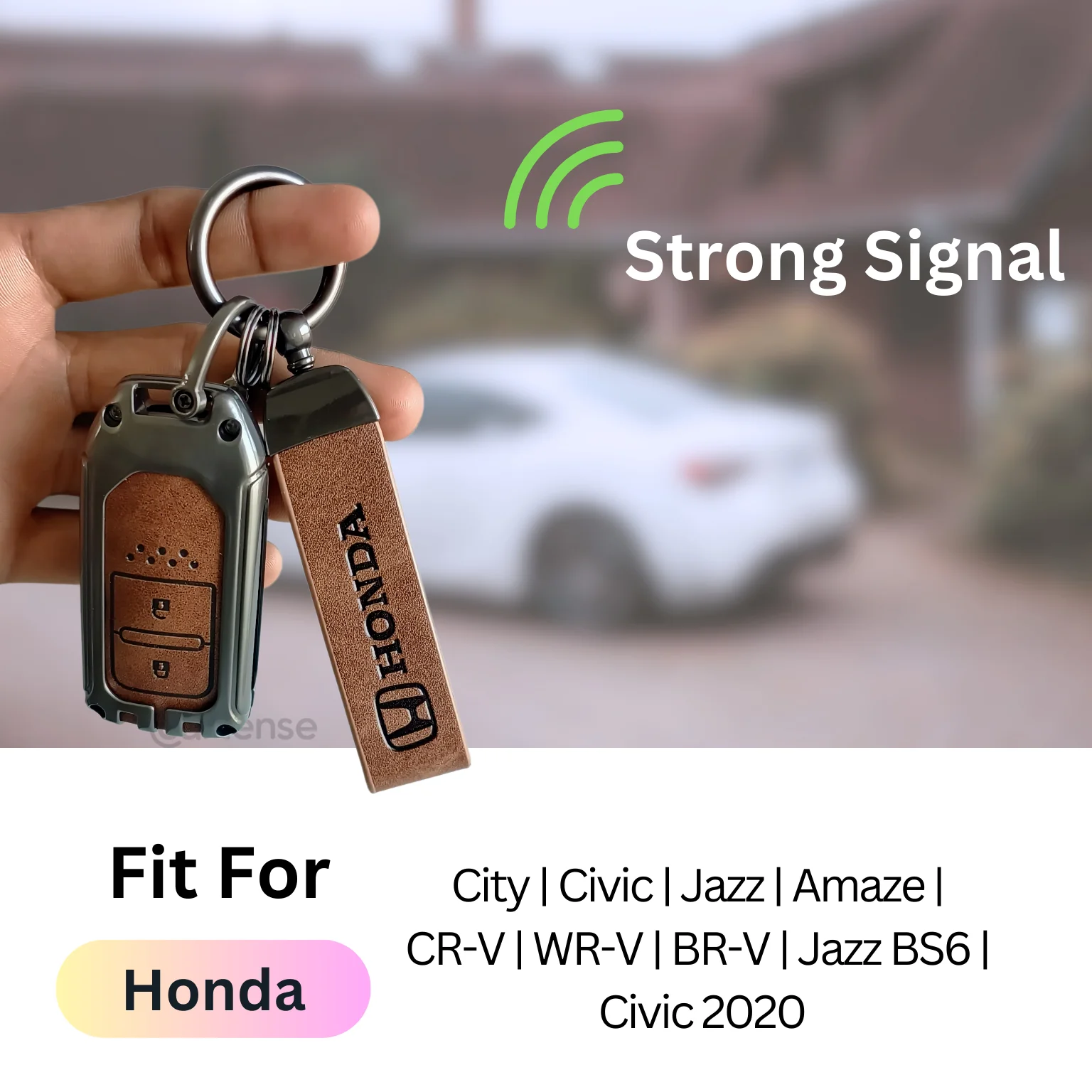 Metal Leather Key Cover Compatible with City, Civic, Jazz, Amaze,  CR-V, WR-V, BR-V, Jazz BS6,  Civic 2020 | Push Start Model - Image 2