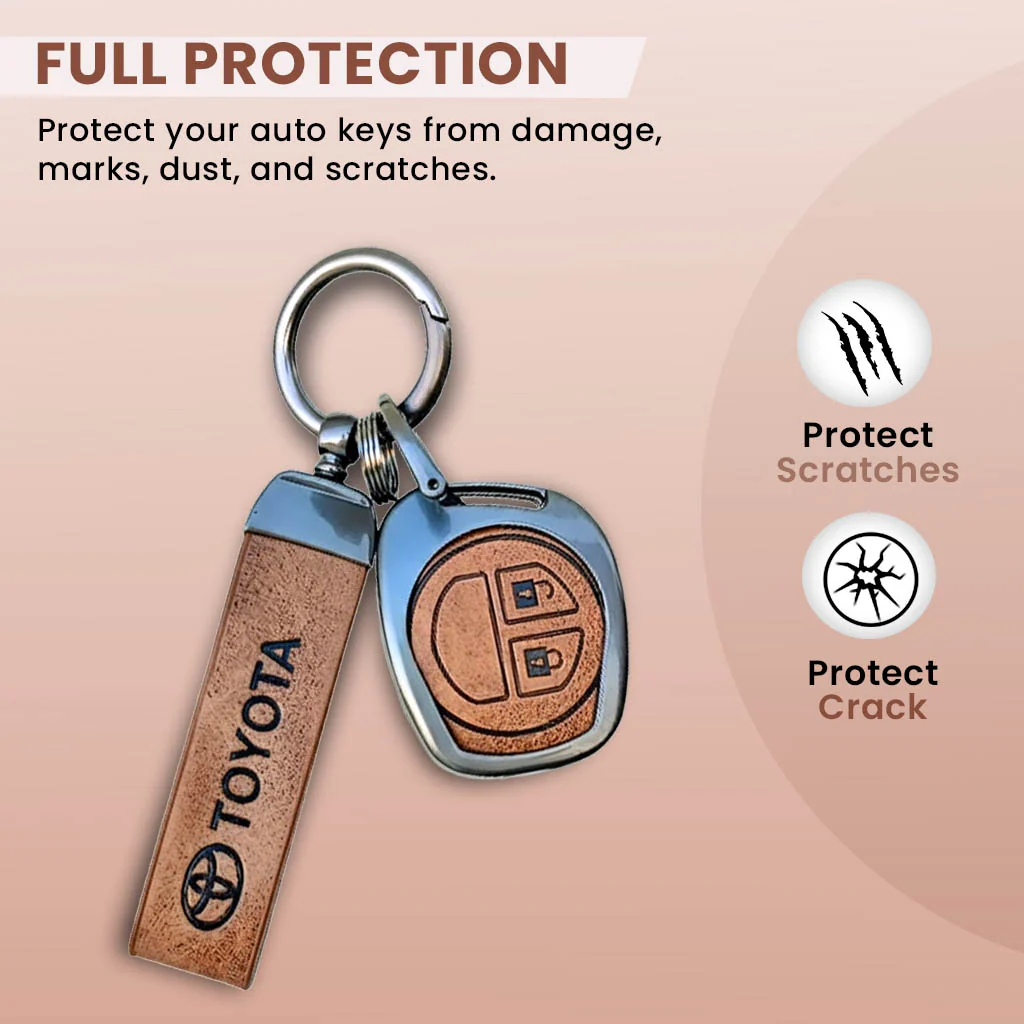 Metal Leather Car Key Cover for Toyota Rumion, Hyryder, Urben Cruiser, Galanza | 2 Button Key - Image 3
