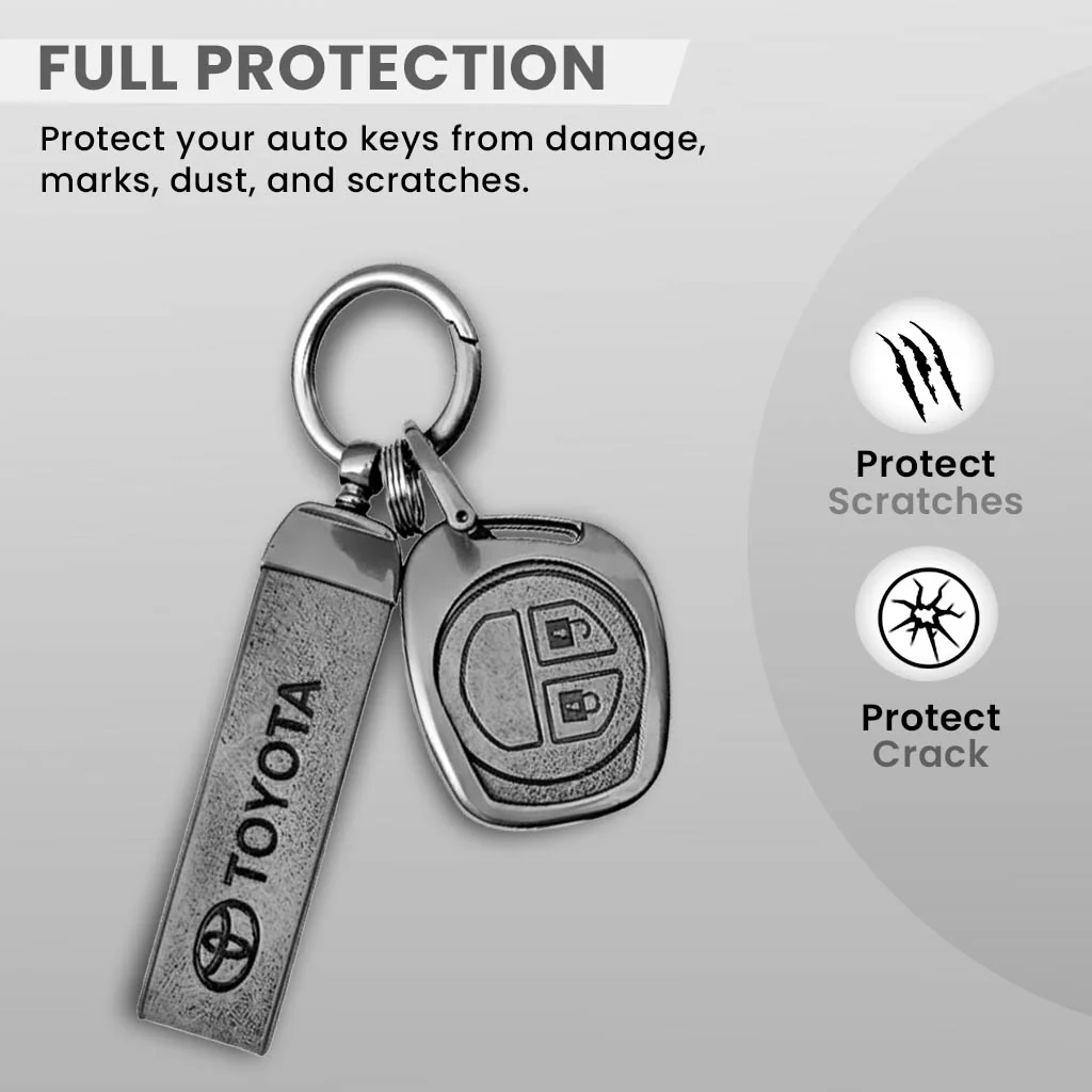 Metal Leather Key Cover for Toyota Rumion, Hyryder, Urben Cruiser, Galanza | 2 Button Key - Image 2