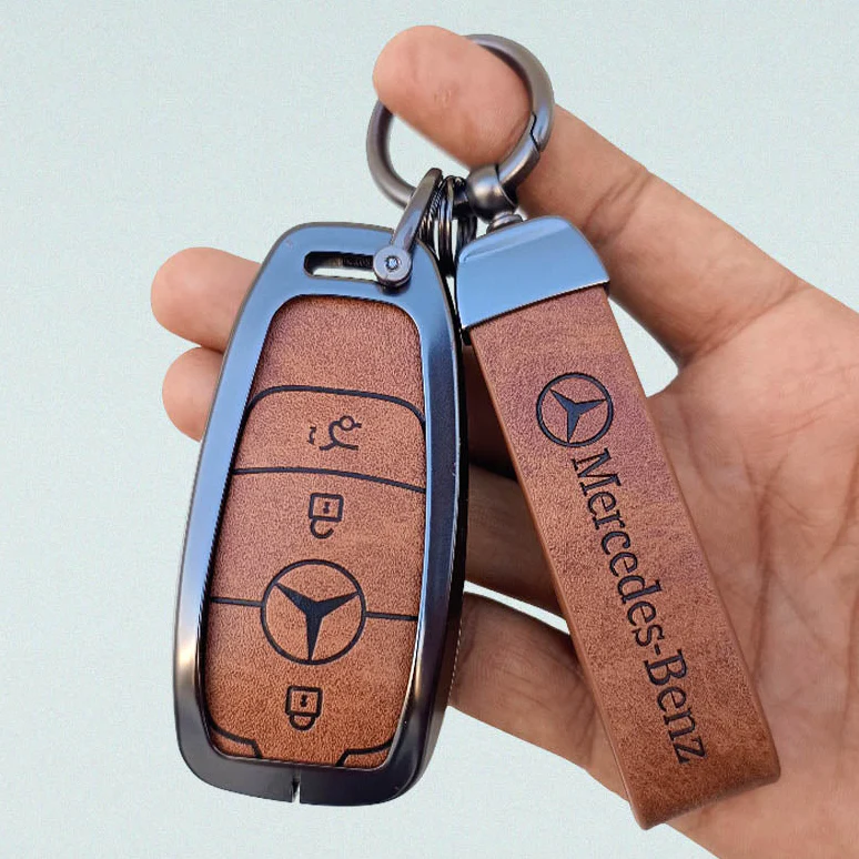 Metal Leather key cover for Mercedes Benz Compatibility: A-Class, C-Class, E-Class, G-Class, S-Class.