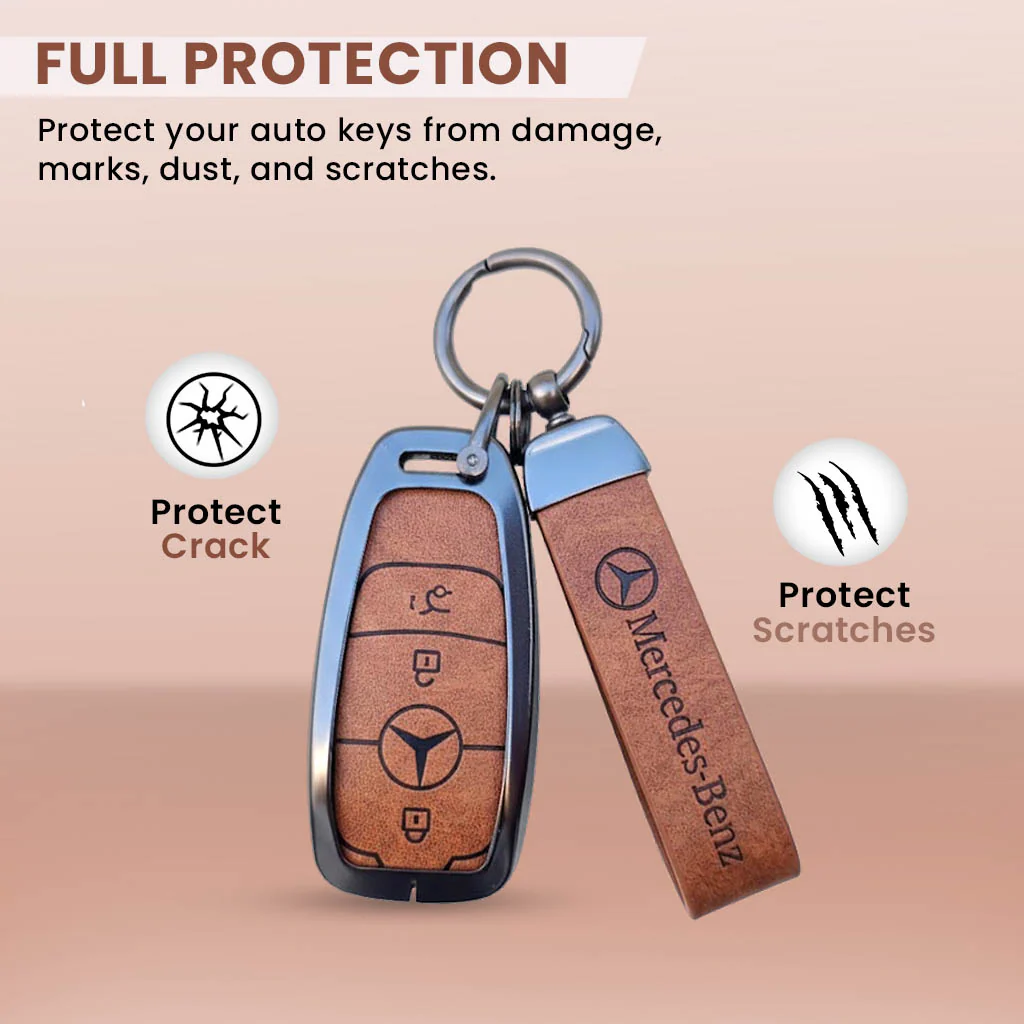 Metal Leather key cover for Mercedes Benz Compatibility: A-Class, C-Class, E-Class, G-Class, S-Class. - Image 2