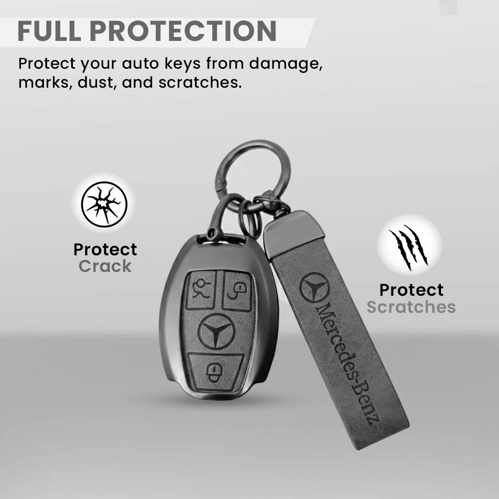 Metal Leather key cover for Mercedes Benz Compatibility: GL Series | S - Class | C - Class | M - Class | 3 Button Smart Key - Image 2