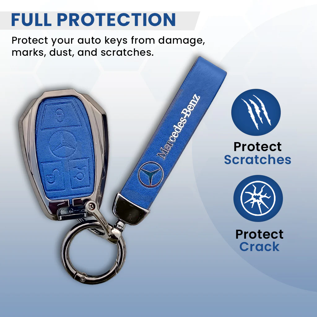 Metal Leather key cover for Mercedes Benz Compatibility: GL Series | S - Class | C - Class | M - Class | 3 Button Smart Key - Image 3