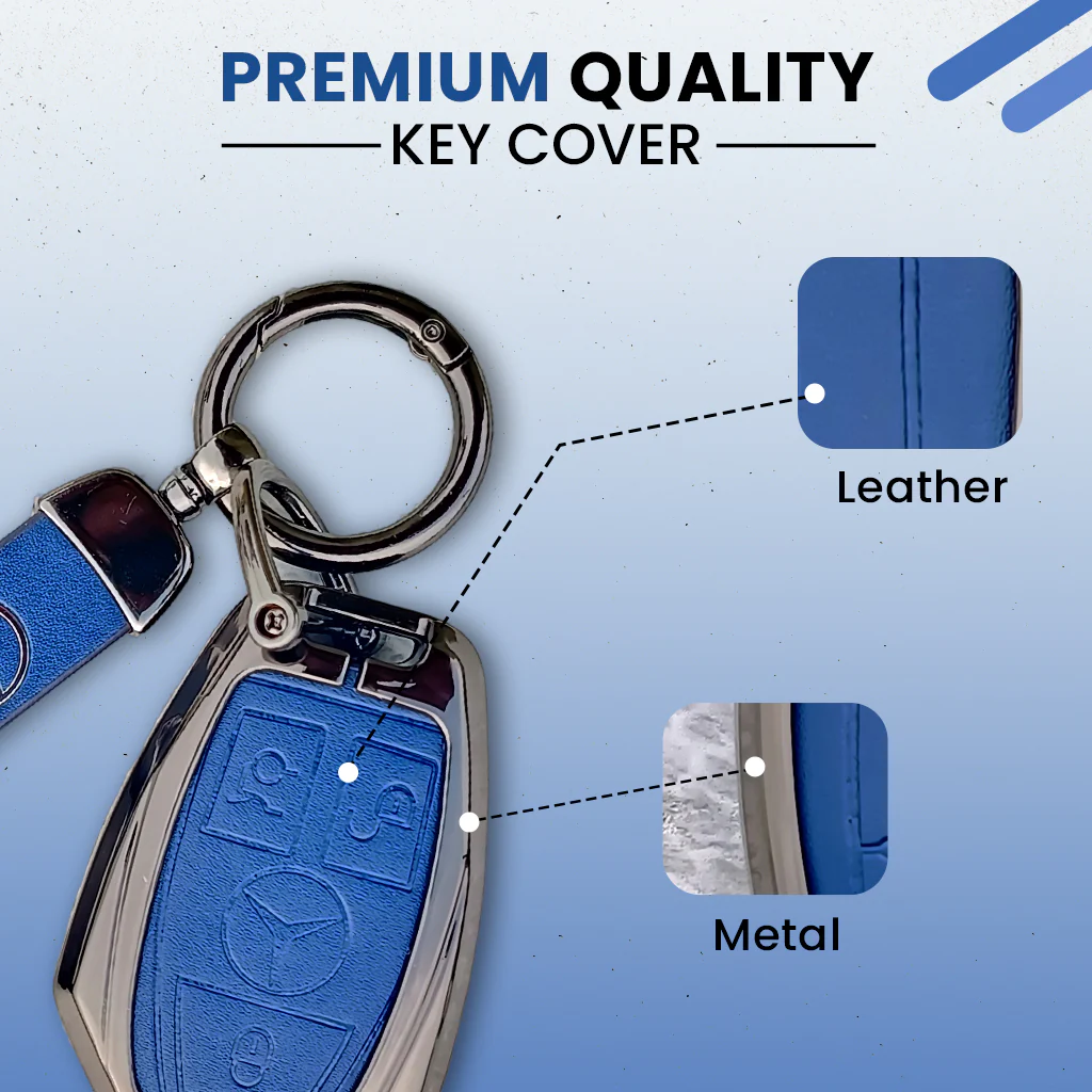 Metal Leather key cover for Mercedes Benz Compatibility: GL Series | S - Class | C - Class | M - Class | 3 Button Smart Key - Image 4