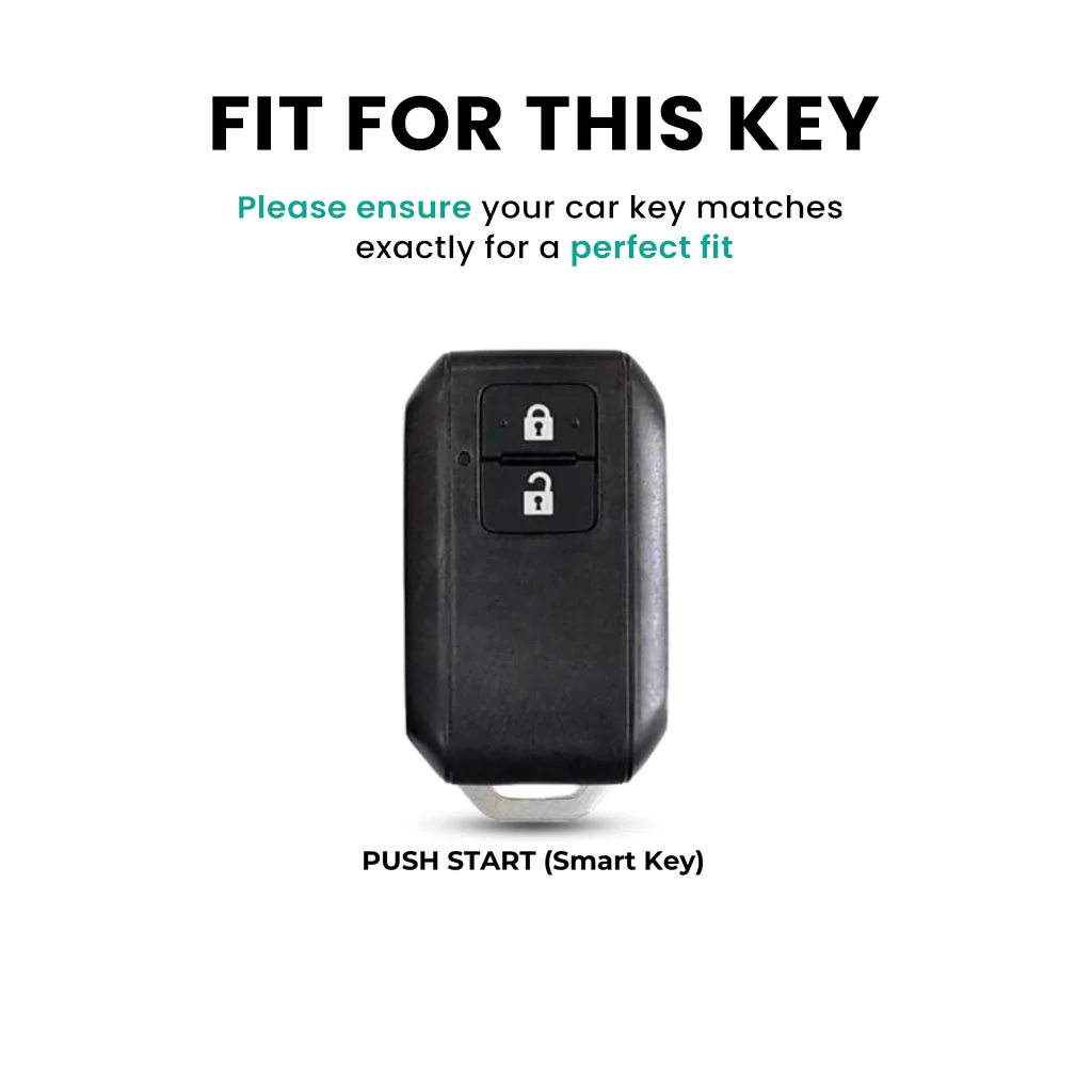 Metal Leather Key Cover for Suzuki Baleno, Swift, Ertiga, XL6, DZire, Fronx, Scross, Celerio, Ciaz, Brezza, Grand Vitara, Jimny, Ignis | 2 Button Smart Key - Image 2