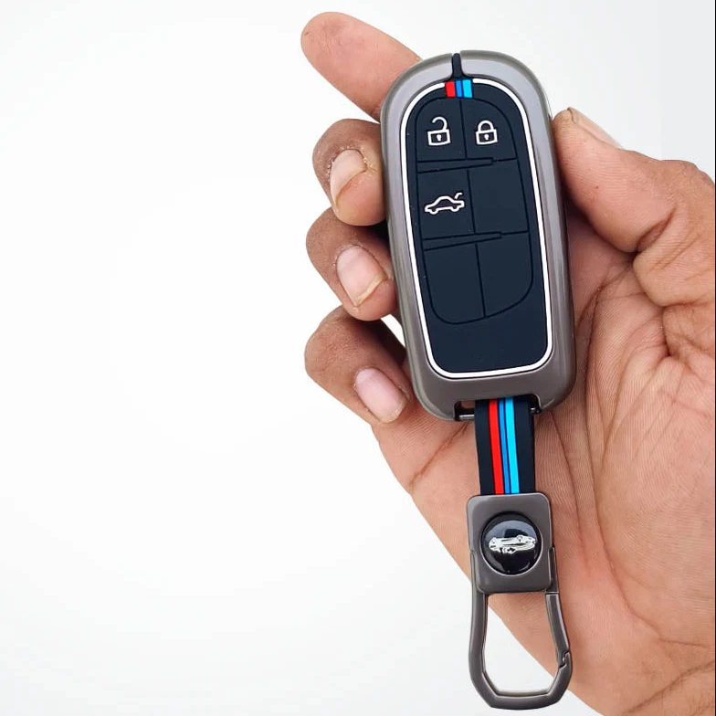 Metal Silicon Car Key Cover Compatible With Jeep Compass | 3 Button Smart Key