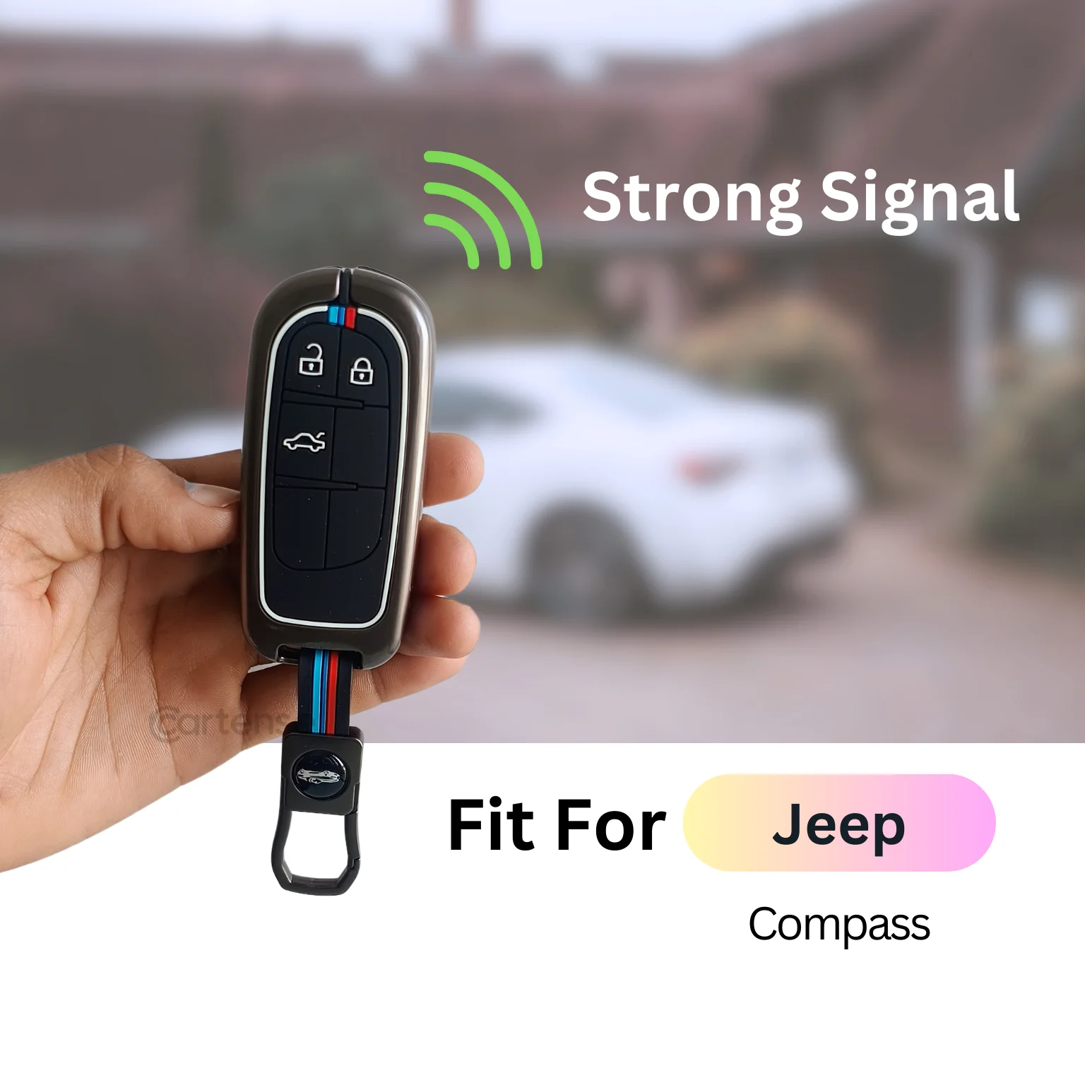 Metal Silicon Car Key Cover Compatible With Jeep Compass | 3 Button Smart Key - Image 4