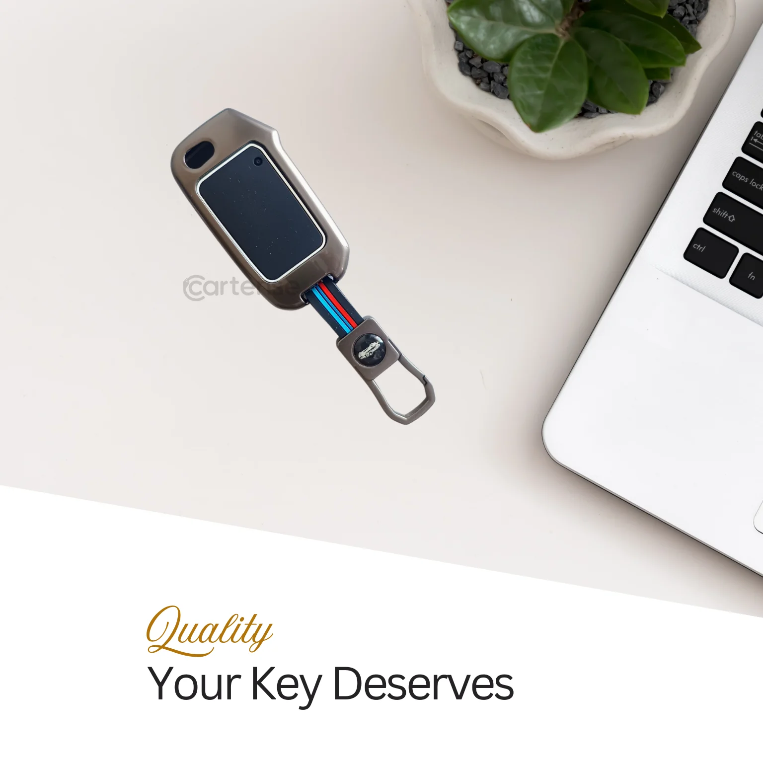 Metal Silicon Car Key Cover Compatible With Kia Kia Seltos HTE,  Sonet HTE,  Carens Premium, Prestige 3 Button Flip Key - Image 3