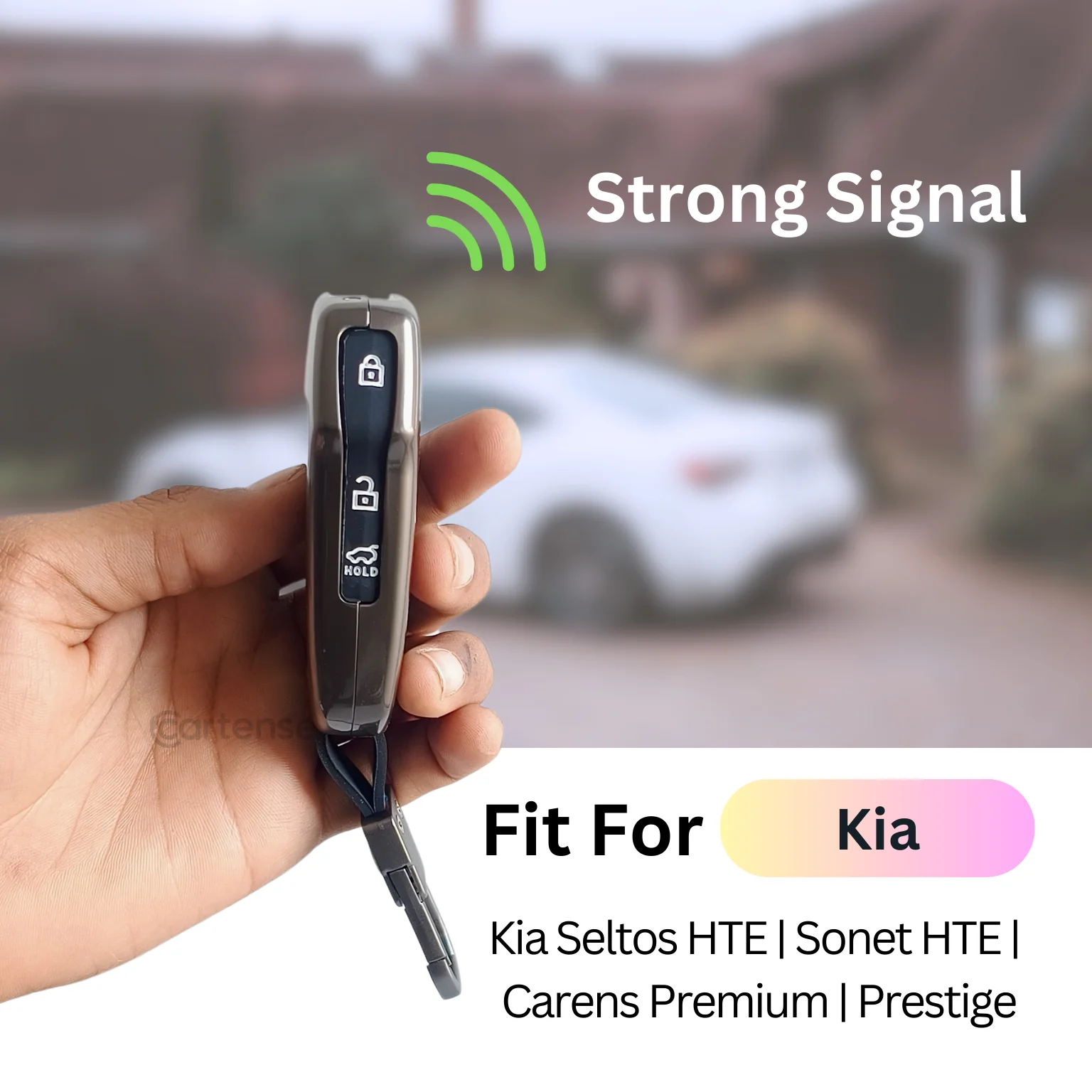 Metal Silicon Car Key Cover Compatible With Kia Kia Seltos HTE,  Sonet HTE,  Carens Premium, Prestige 3 Button Flip Key - Image 4