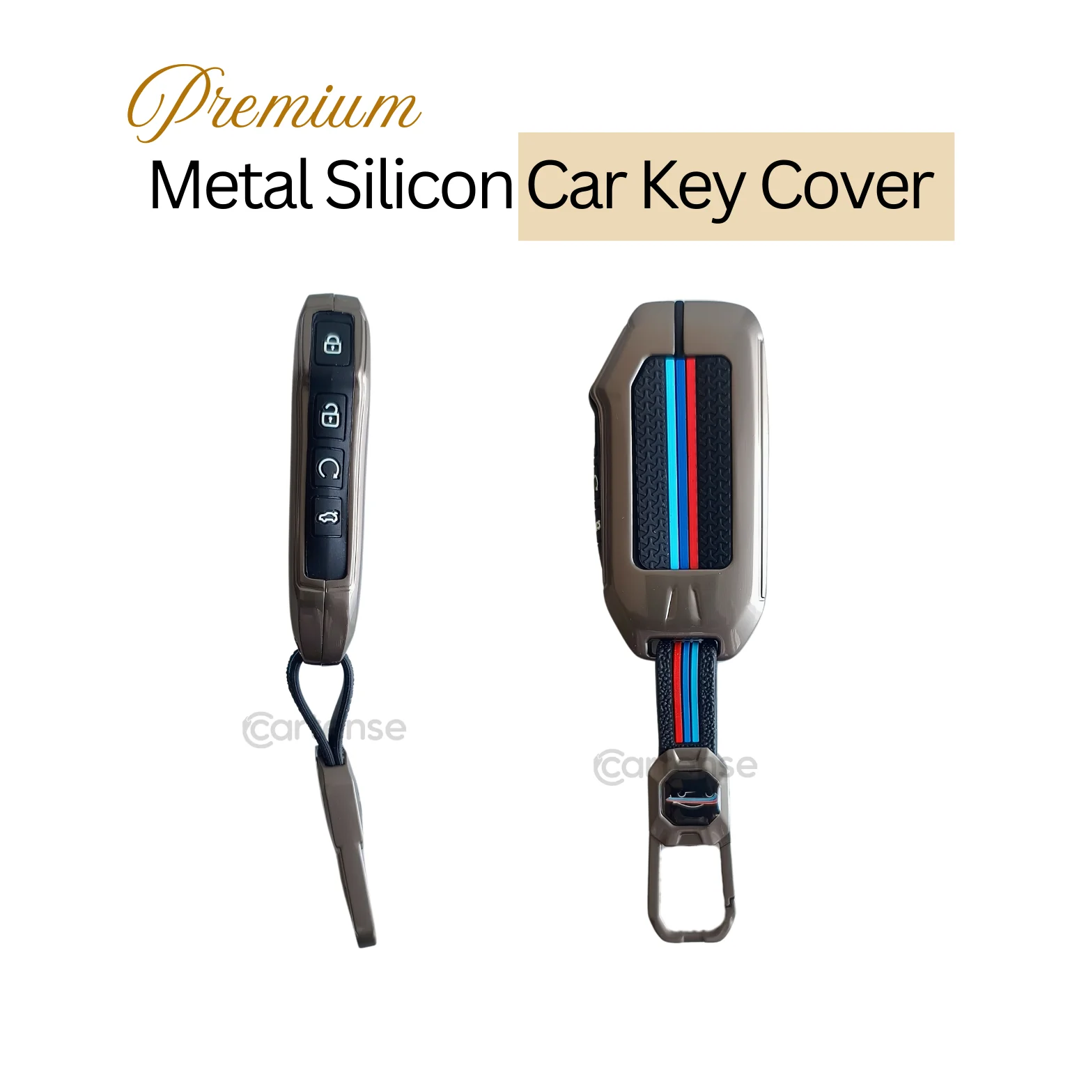 Metal Silicon Car Key Cover Compatible With Kia Seltos, Sonet 2023 | Push Start 4 Button Side Key - Image 2