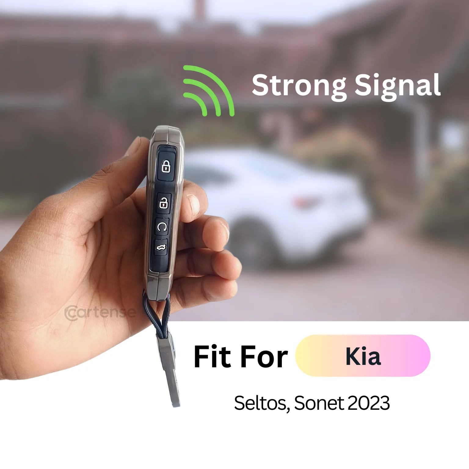 Metal Silicon Car Key Cover Compatible With Kia Seltos, Sonet 2023 | Push Start 4 Button Side Key - Image 4