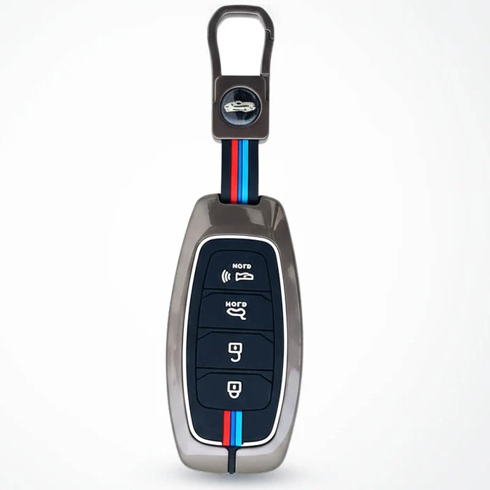 Metal Silicon Car Key Cover Compatible with New Verna (2022) | 4 Button Smart Key | - Image 2