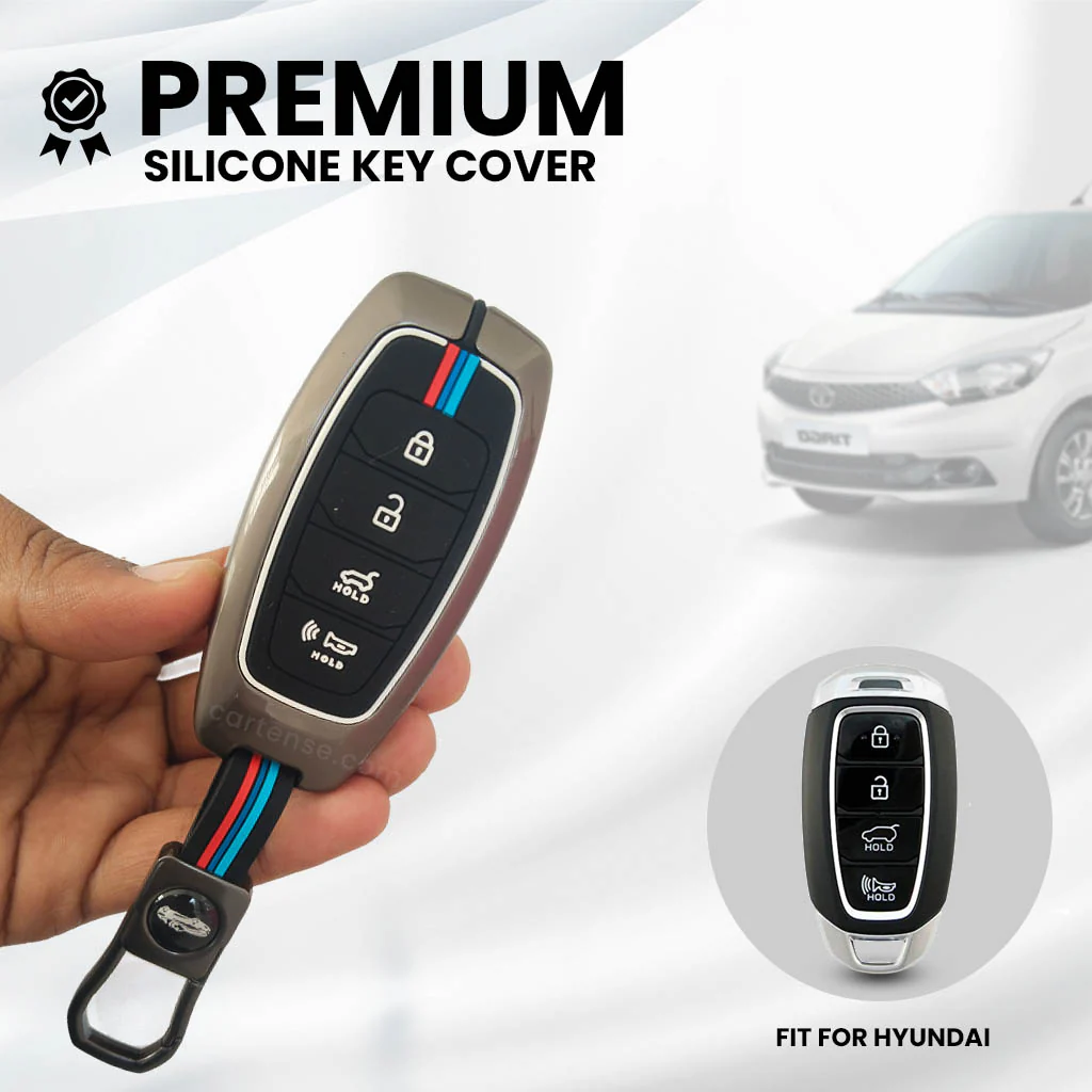 Metal Silicon Car Key Cover Compatible with New Verna (2022) | 4 Button Smart Key | - Image 3