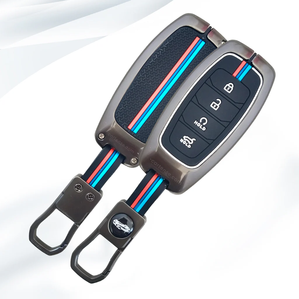 Metal Silicon Car Key Cover Compatible with New Verna (2023) | 4 Button Smart Key | - Image 3