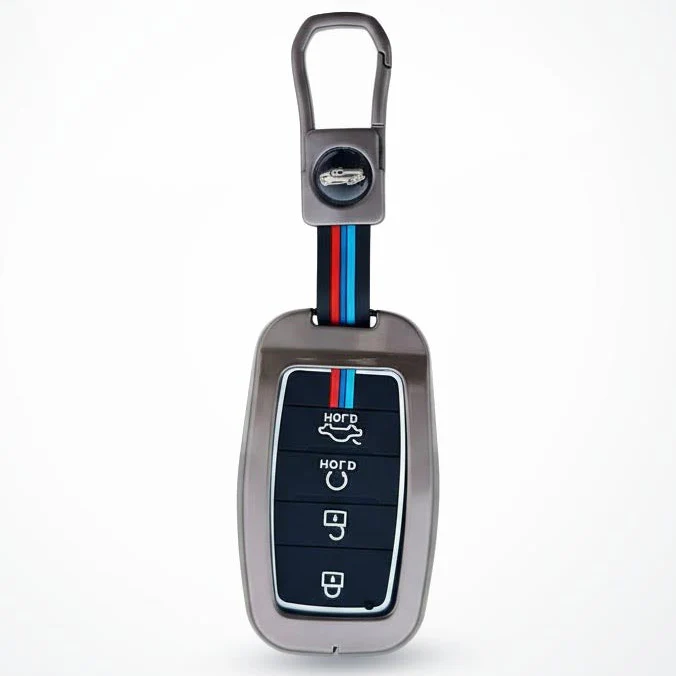 Metal Silicon Car Key Cover Compatible With Kia Seltos, Sonet, Carens | Push Start Key - Image 2