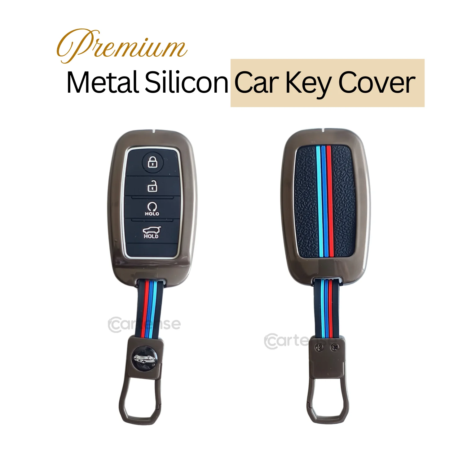 Metal Silicon Car Key Cover Compatible With Kia Seltos, Sonet, Carens | Push Start Key - Image 3