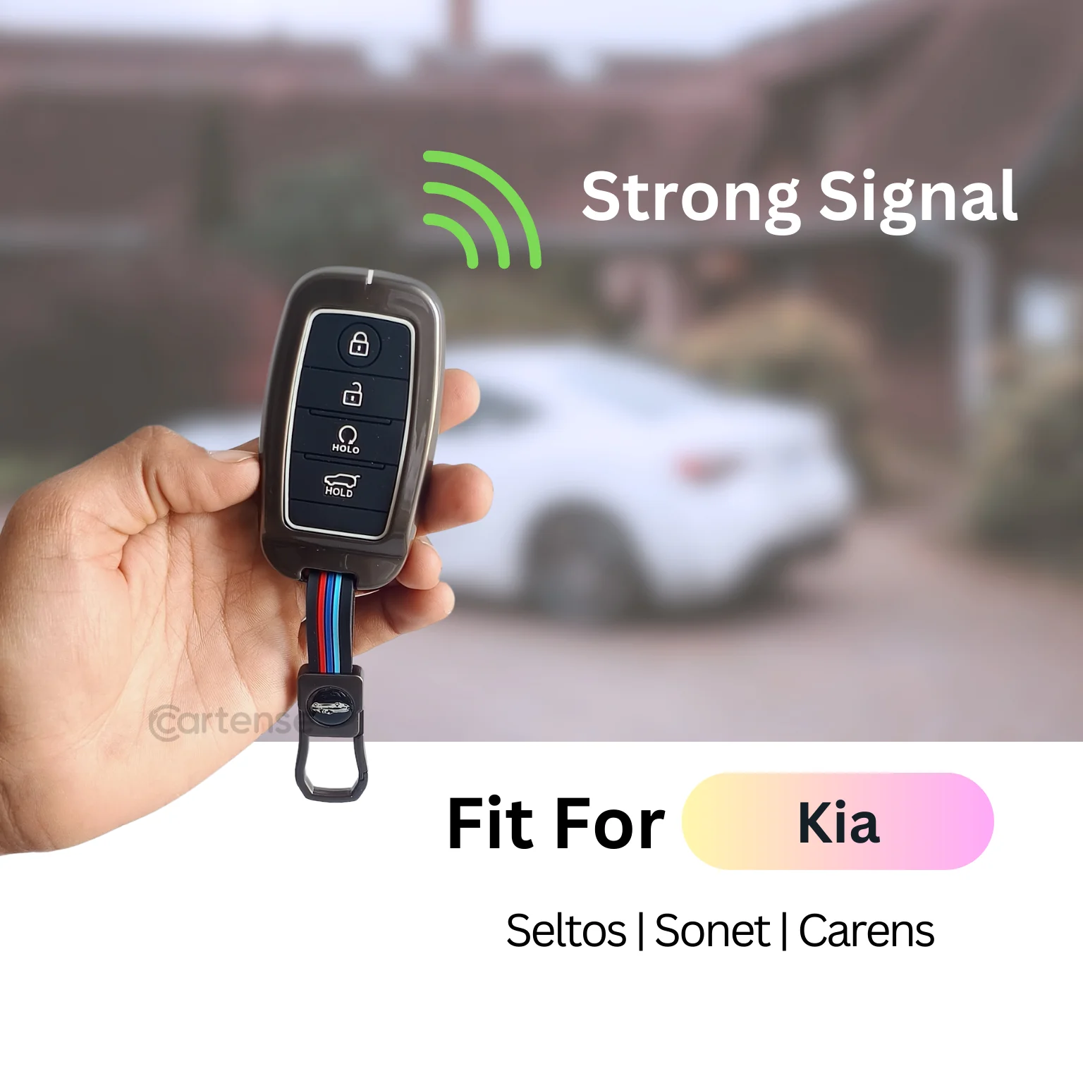Metal Silicon Car Key Cover Compatible With Kia Seltos, Sonet, Carens | Push Start Key - Image 4