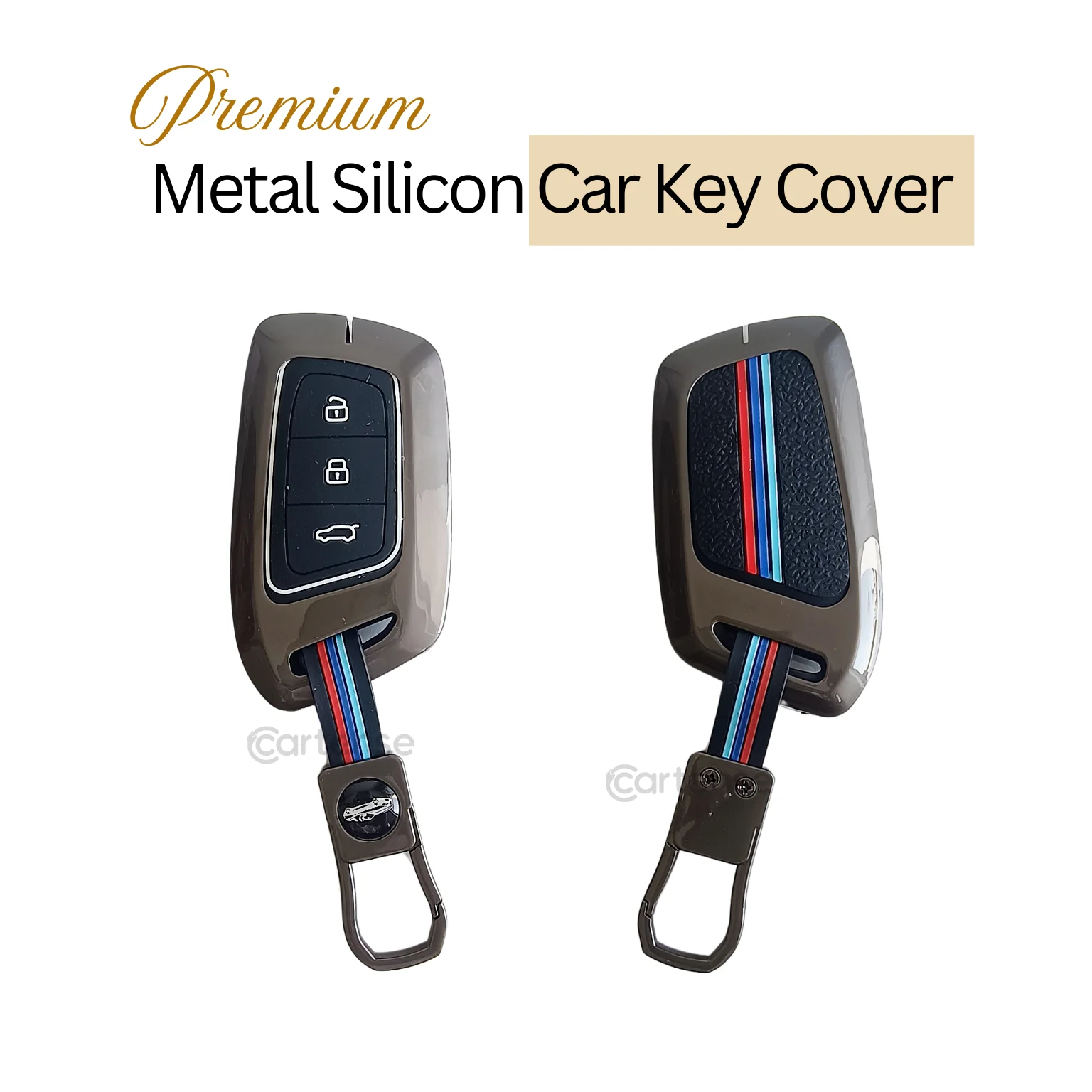 Metal Silicon Car Key Cover For MG Hector | 3 Button Smart Key - Image 3
