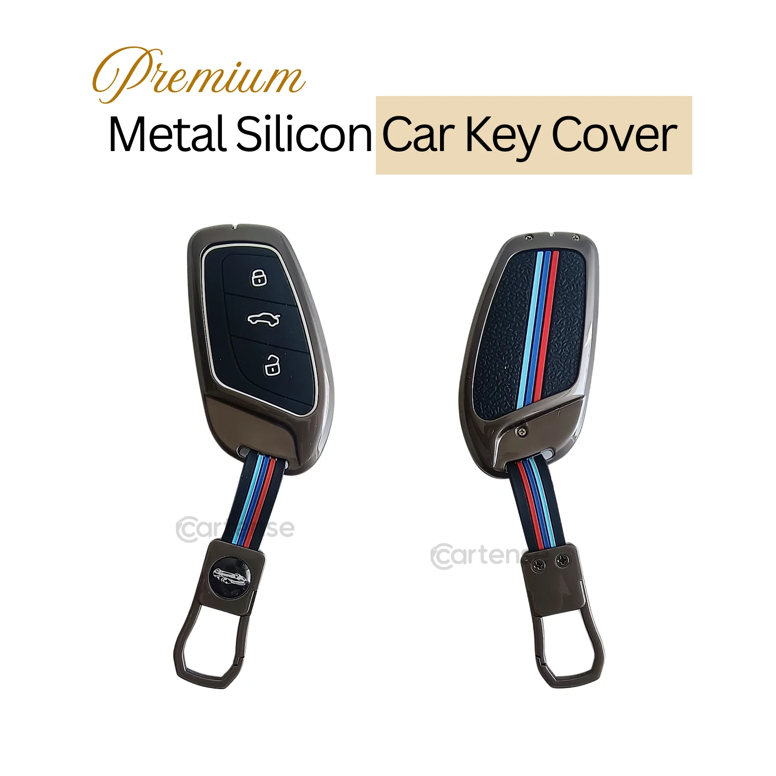 Metal Silicon Car Key Cover For MG ZS EV, Astor | 3 Button Smart Key - Image 3