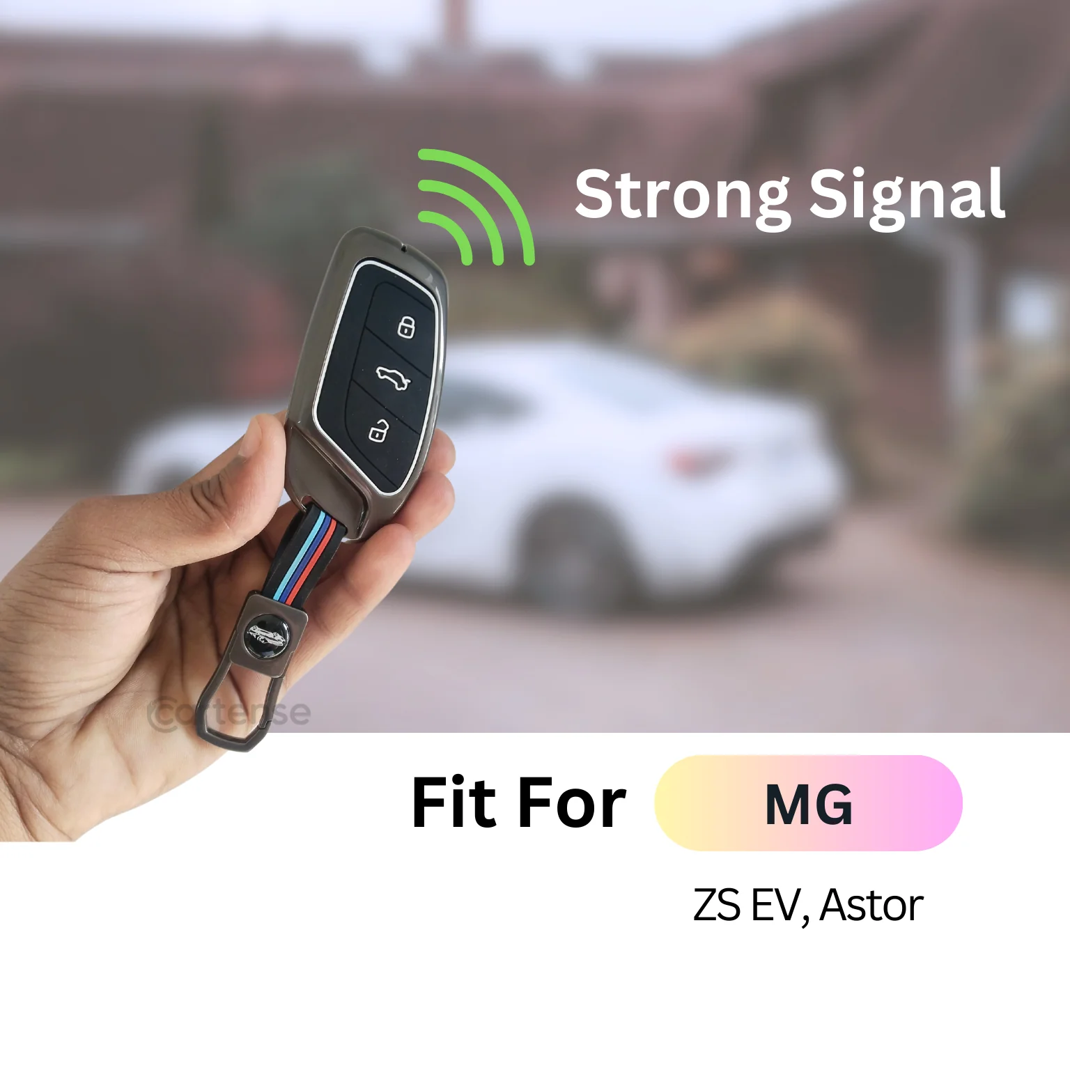 Metal Silicon Car Key Cover For MG ZS EV, Astor | 3 Button Smart Key - Image 4