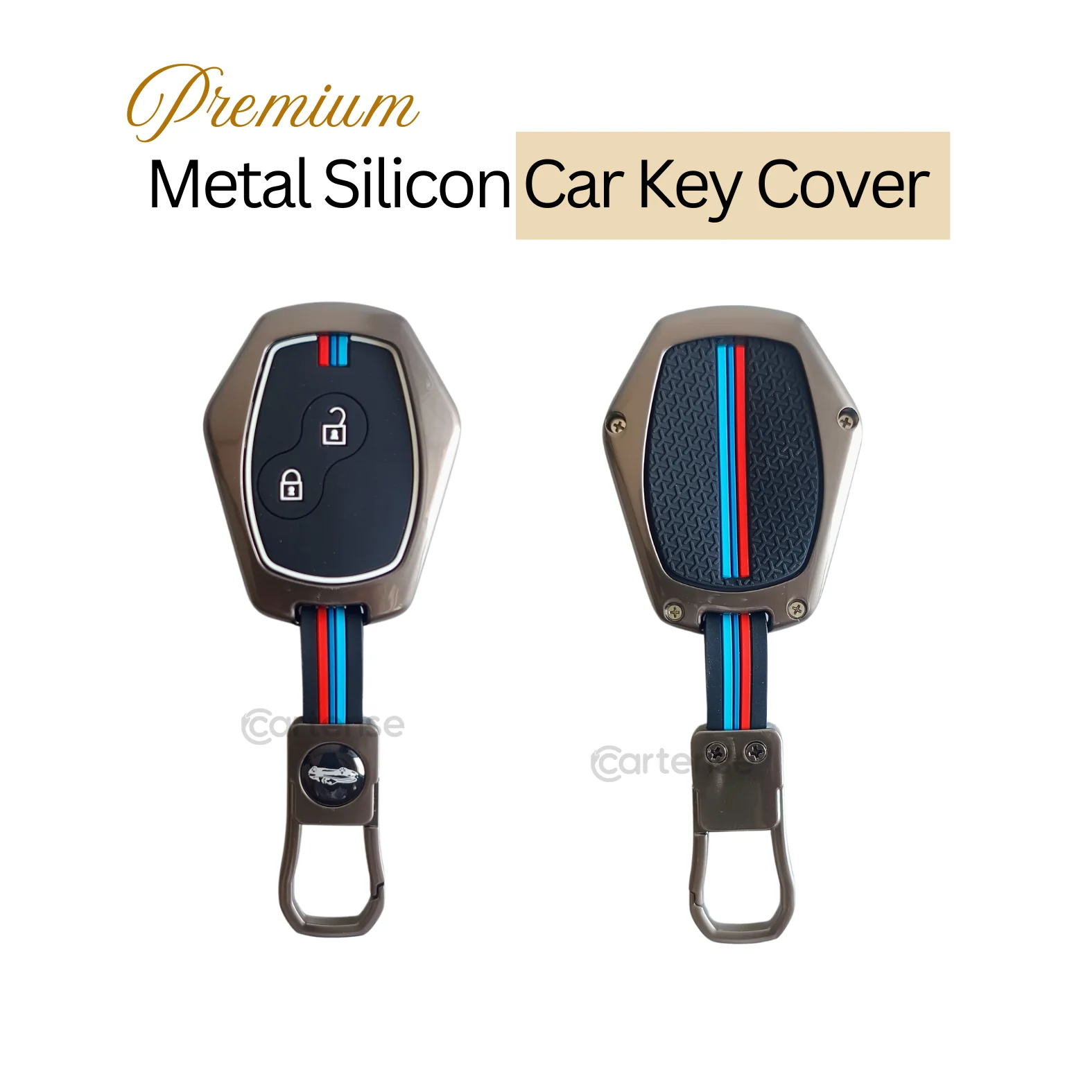Metal Silicon Key Cover For Renault Logan, Duster, Verito, Lodgy | 2 Button Key - Image 3