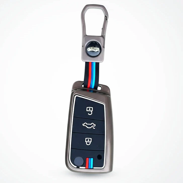 Metal Silicon Key Cover for Skoda/Volkswagen Kushaq, kylaq, Octavia, Kodiaq,  Superb, Slavia, Passat, Virtus, T Roc | 3 Button Flip Key - Image 2