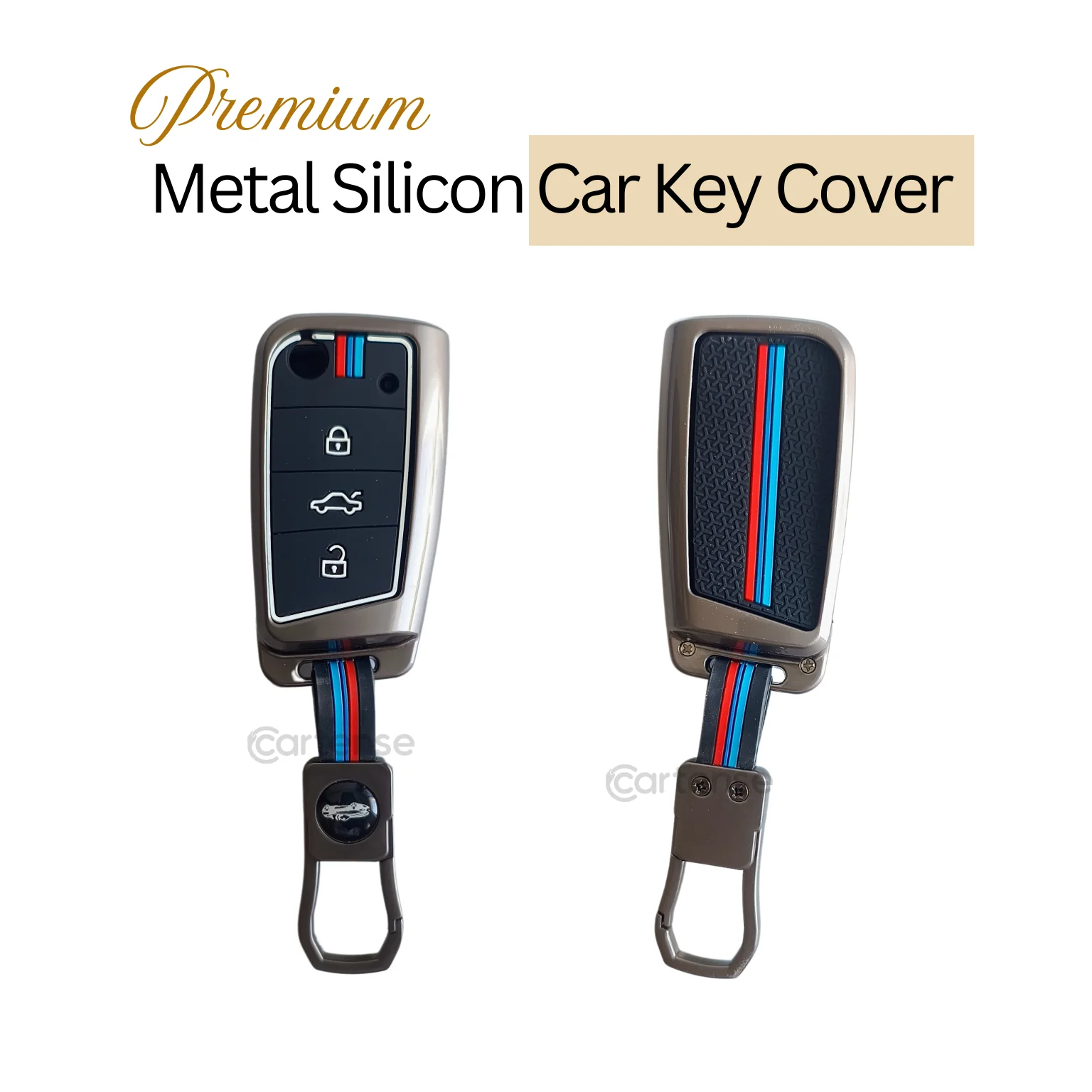 Metal Silicon Key Cover for Skoda/Volkswagen Kushaq, kylaq, Octavia, Kodiaq,  Superb, Slavia, Passat, Virtus, T Roc | 3 Button Flip Key - Image 3