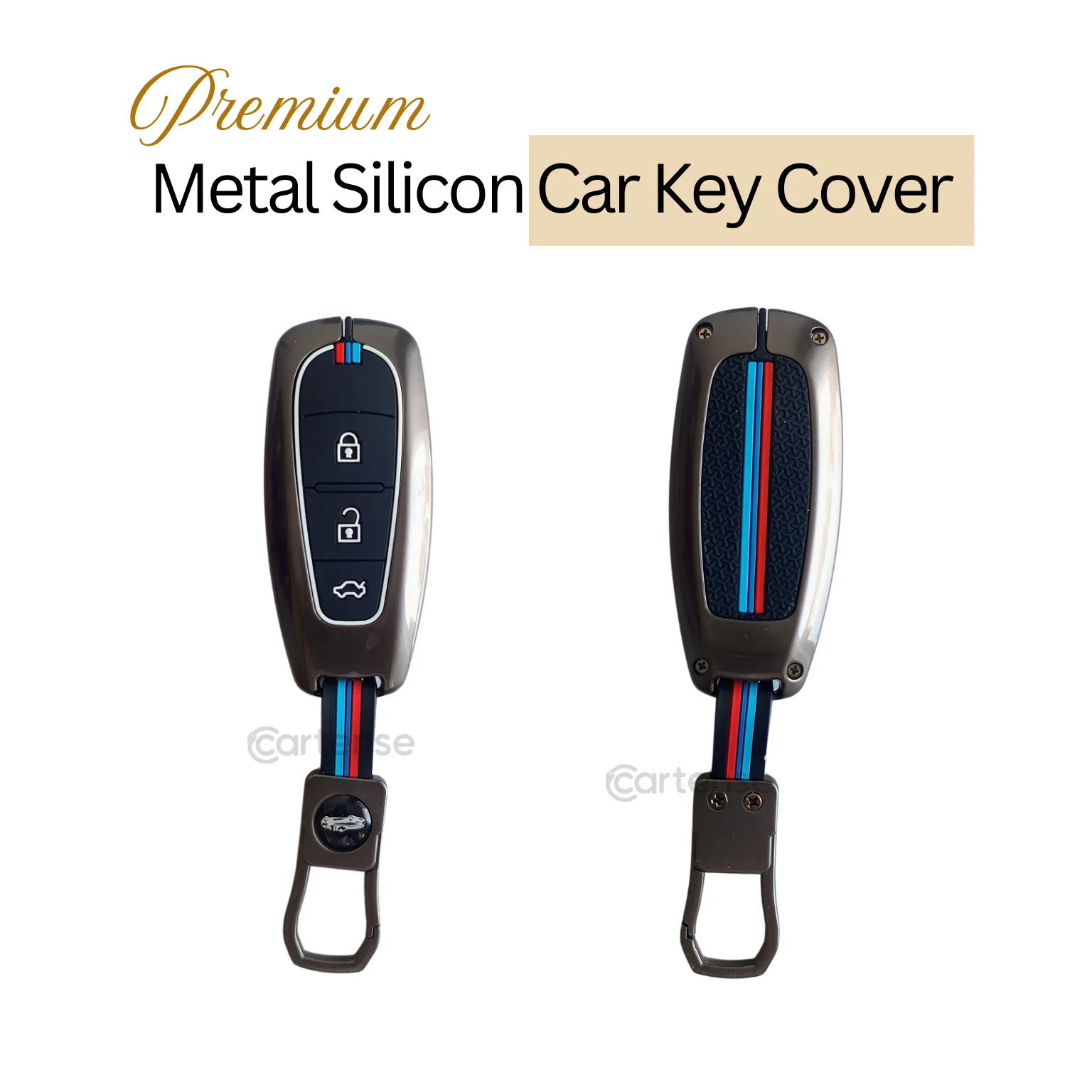 Metal Silicon Key Cover for Suzuki Baleno, Ciaz, Vitara, Brezza, S Cross, Swift, Ignis, XL6, Fronx, Jimny,  Grand Vitara  | 3 Button Smart Key - Image 2