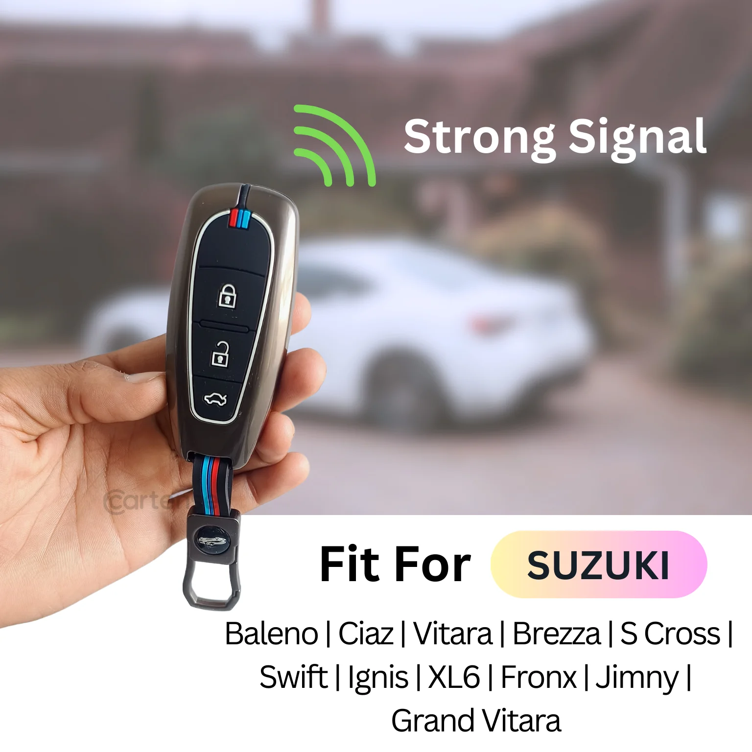 Metal Silicon Key Cover for Suzuki Baleno, Ciaz, Vitara, Brezza, S Cross, Swift, Ignis, XL6, Fronx, Jimny,  Grand Vitara  | 3 Button Smart Key - Image 3