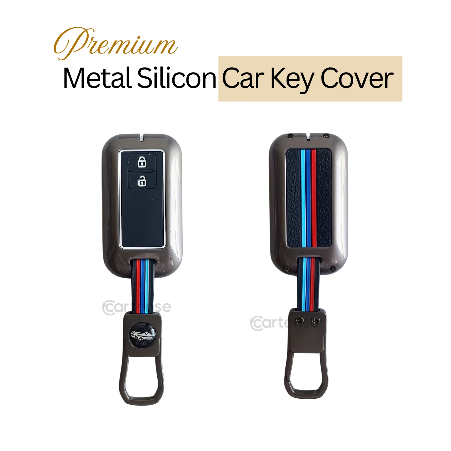 Metal Silicon Key Cover for Suzuki Baleno, Swift, Ertiga, XL6, DZire, Fronx, Scross, Celerio, Ciaz, Brezza, Grand Vitara, Jimny, Ignis    | 2 Button Smart Key - Image 3