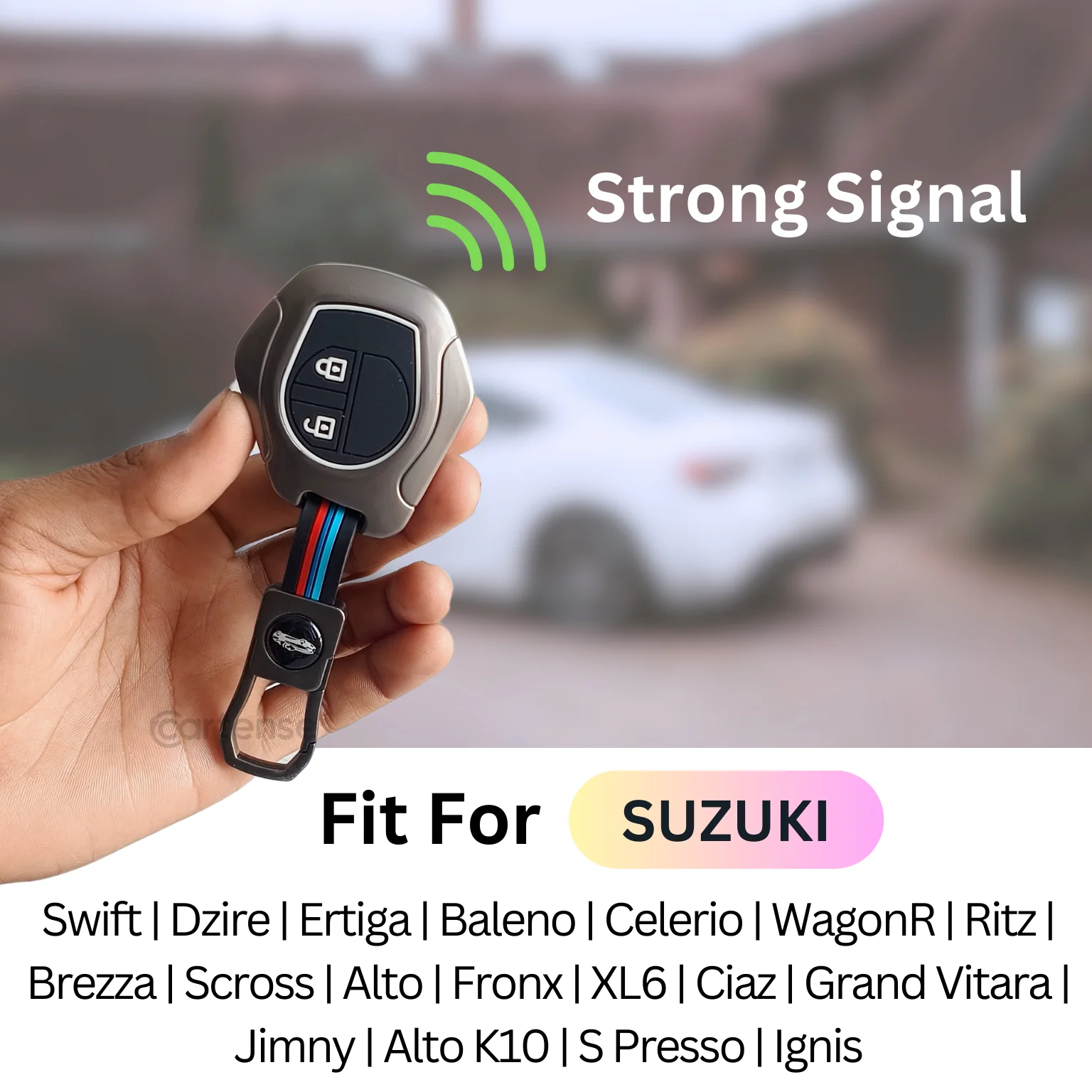 Metal Silicon Key Cover for Suzuki Swift, Dzire, Ertiga, Baleno, Celerio, WagonR, Ritz, Brezza, Scross, Alto, Fronx, XL6, Ciaz, Grand Vitara, Jimny, Alto K10, S Presso, Ignis |for Toyoto Rumion, Hyryder, Urben Cruiser, Galanza | 2 Button Key - Image 2